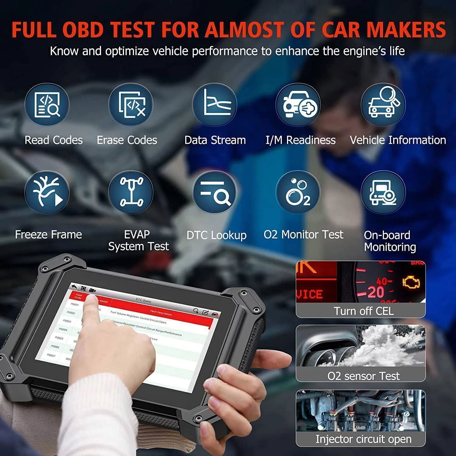 ANCEL V6 PRO Bi-Directional All System OBD2 Scanner with 25+ Services, IMMO, ABS Bleed, Oil Reset, DPF, EPB, Android Tablet Bluetooth Code Reader + Car Truck Batery Tester Diagnostic Tool