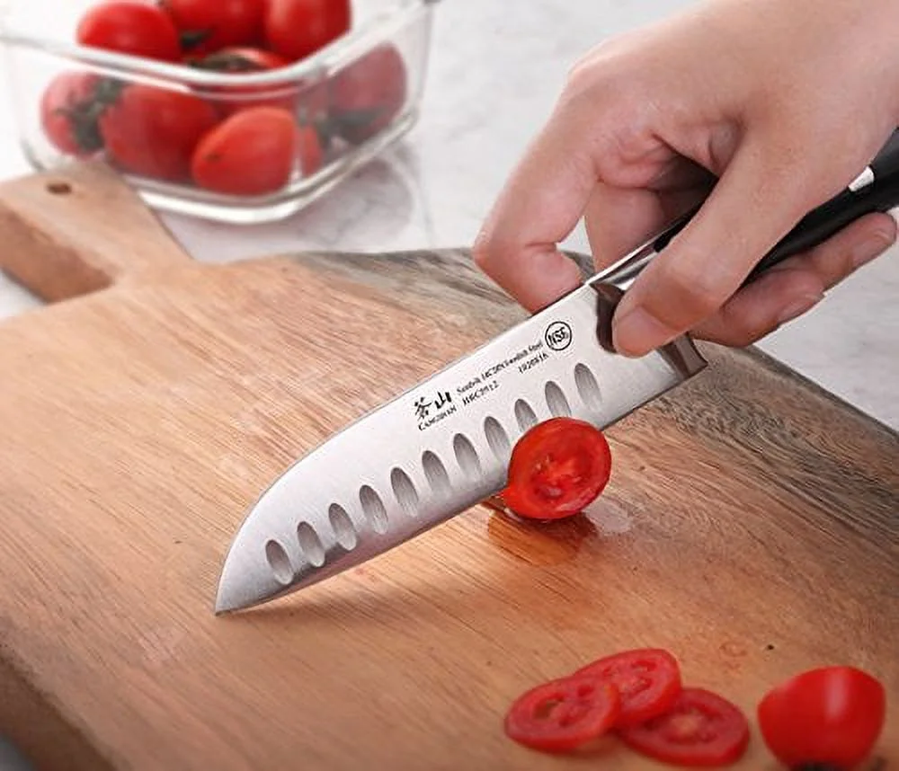 Cangshan TS Series 1020823 Swedish 14C28N Steel Forged 5-Inch Santoku Knife and Wood Sheath Set