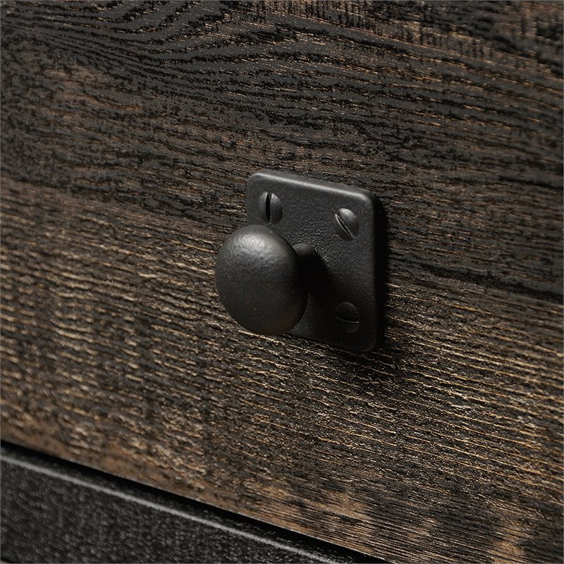 Home Square 2 Piece 2-drawer Mobile Wood Filing Cabinet Set in Carbon Oak/Black