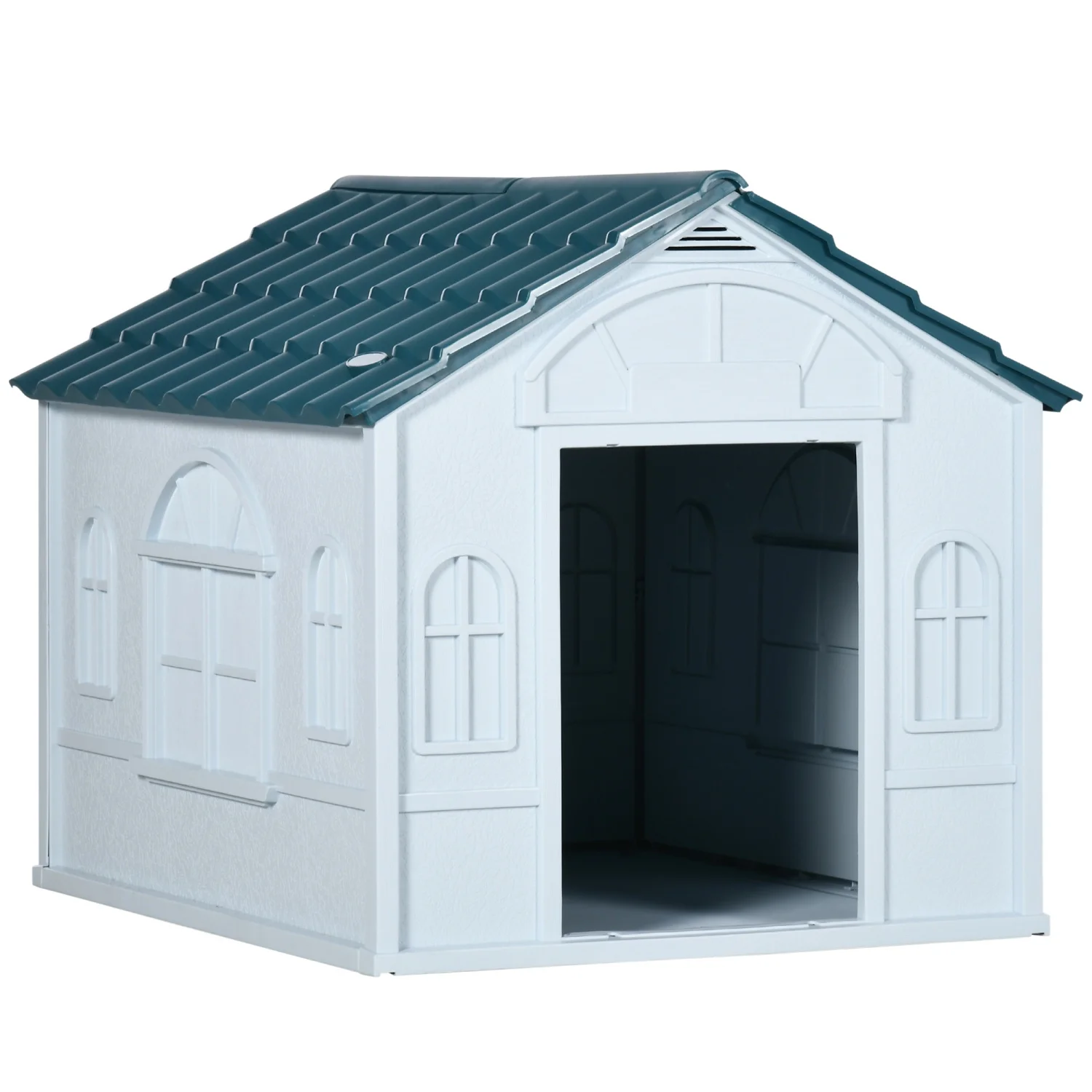 DremFaryoyo Plastic Dog House  Water Resistant Puppy Shelter Indoor Outdoor with Door  Easy to Assemble  for Medium and Small Dogs  Blue