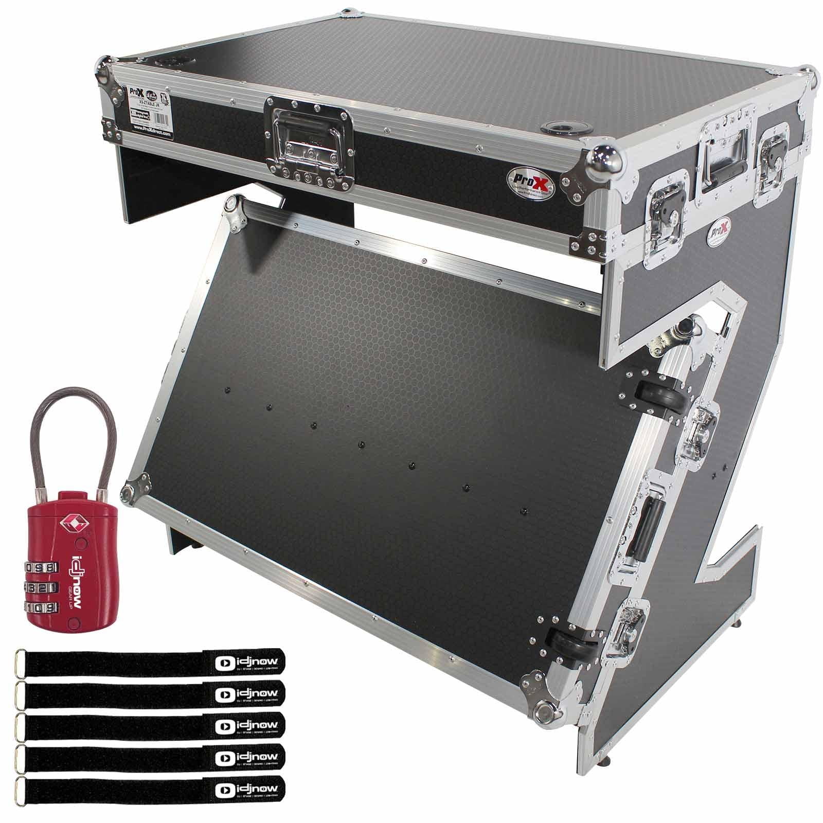 ProX XS-ZTABLE JR Junior Workstation Portable Flight Case Table with Red TSA Combination Lock Package