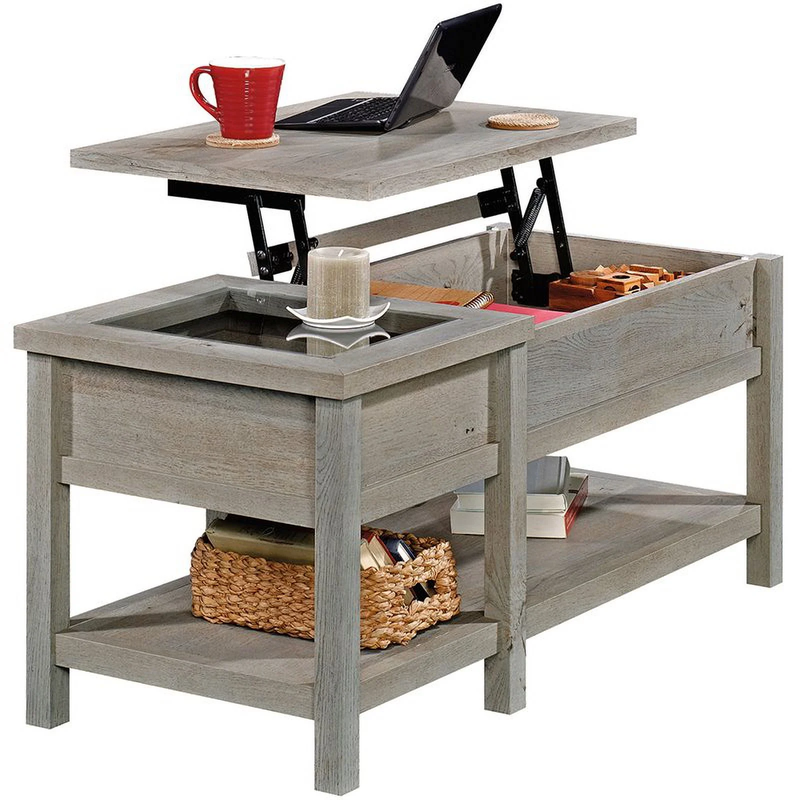 Home Square 2 Piece Furniture Set with 3-Shelf Bookcase and Coffee Table