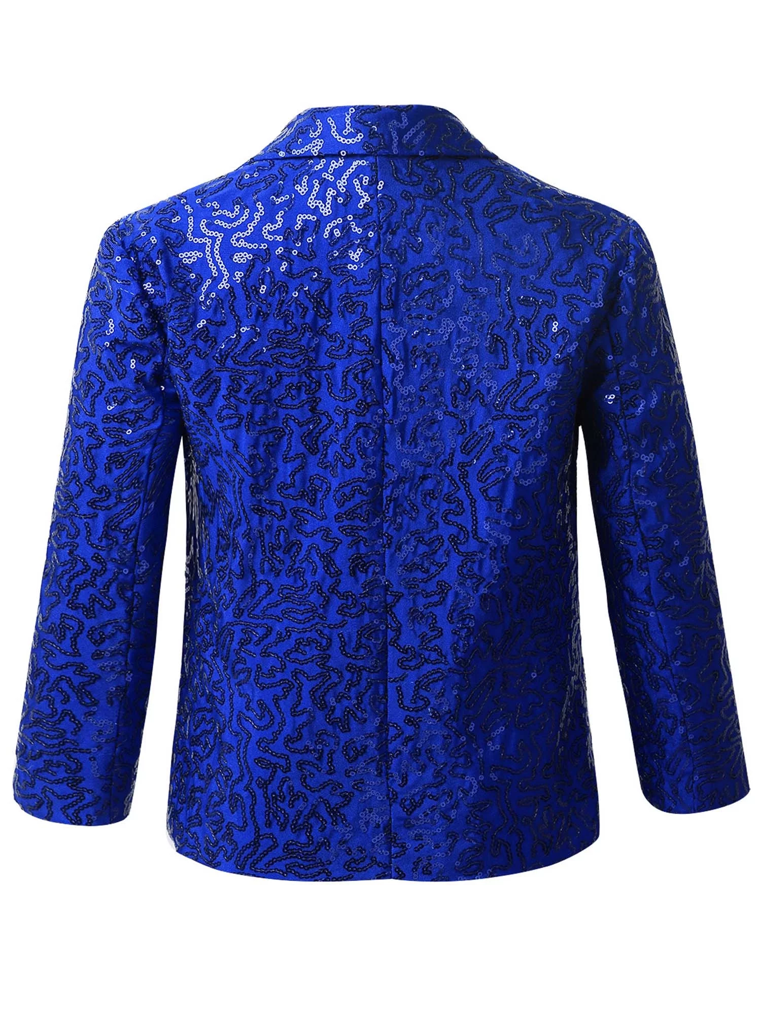 Miaeowve Kids Boys Shiny Sequins Wedding Pageant Tuxedo Suits Blazer Coat Long Sleeves Modern Dance Jacket Blue 12