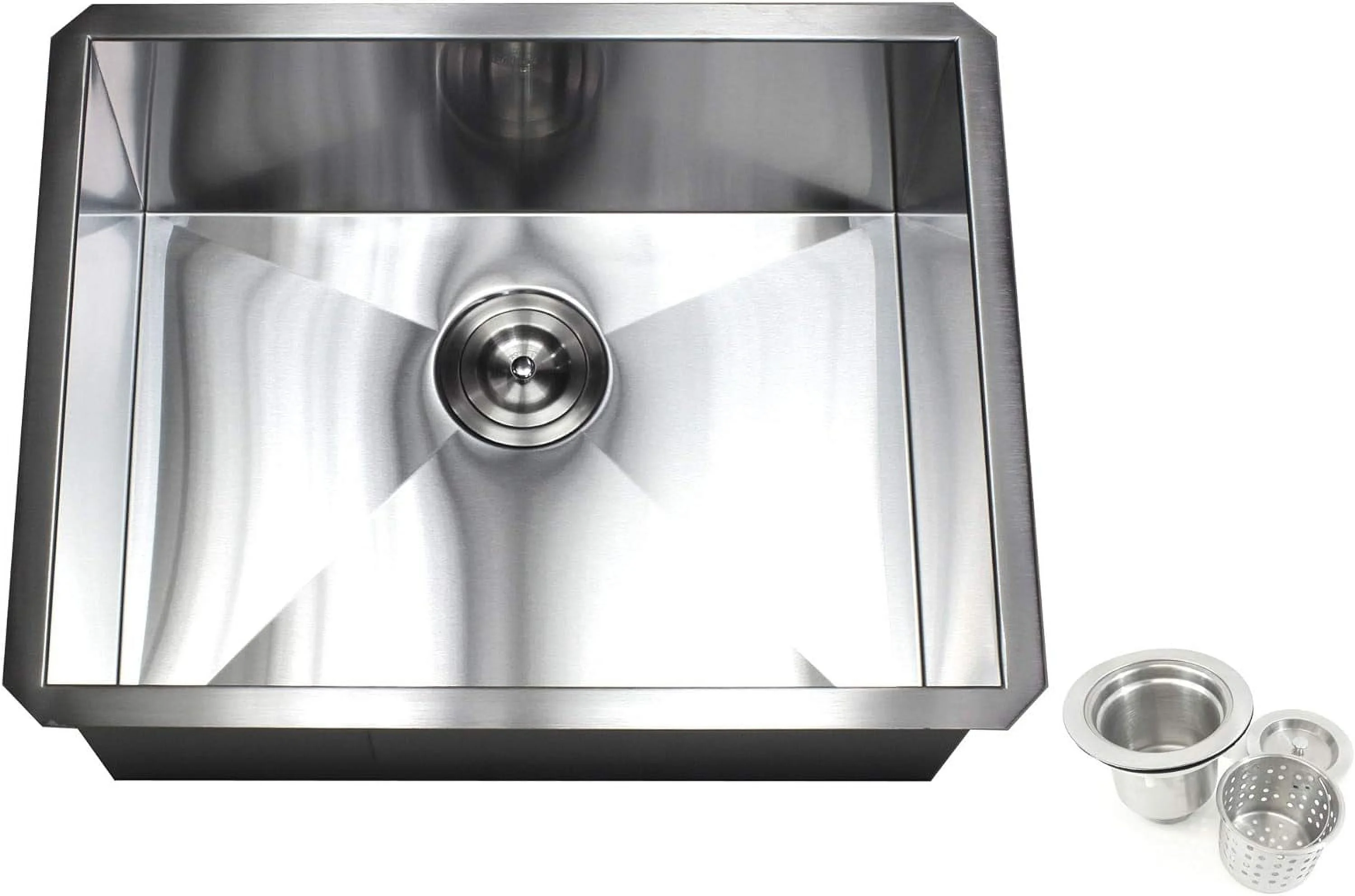 Zero Contemporary Design 16 Gauge Durable Undermount Single Bowl Stainless Steel Kitchen Sink/Bar Prep Sink With Lift Out Basket Strainer (23 Inch)