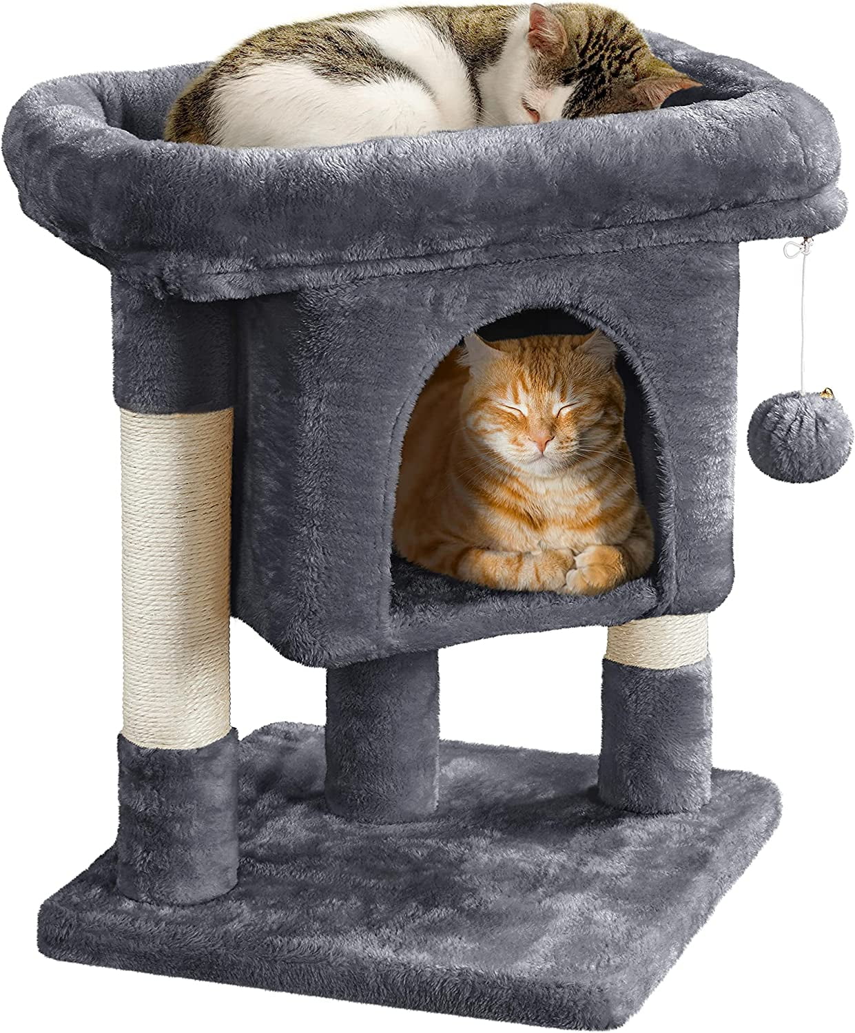 23.5in Cat Tree Tower, Cat Condo with Sisal-Covered Scratching Posts, Cat House Activity Center Furniture for Kittens, Cats, and Pets, Dark Gray