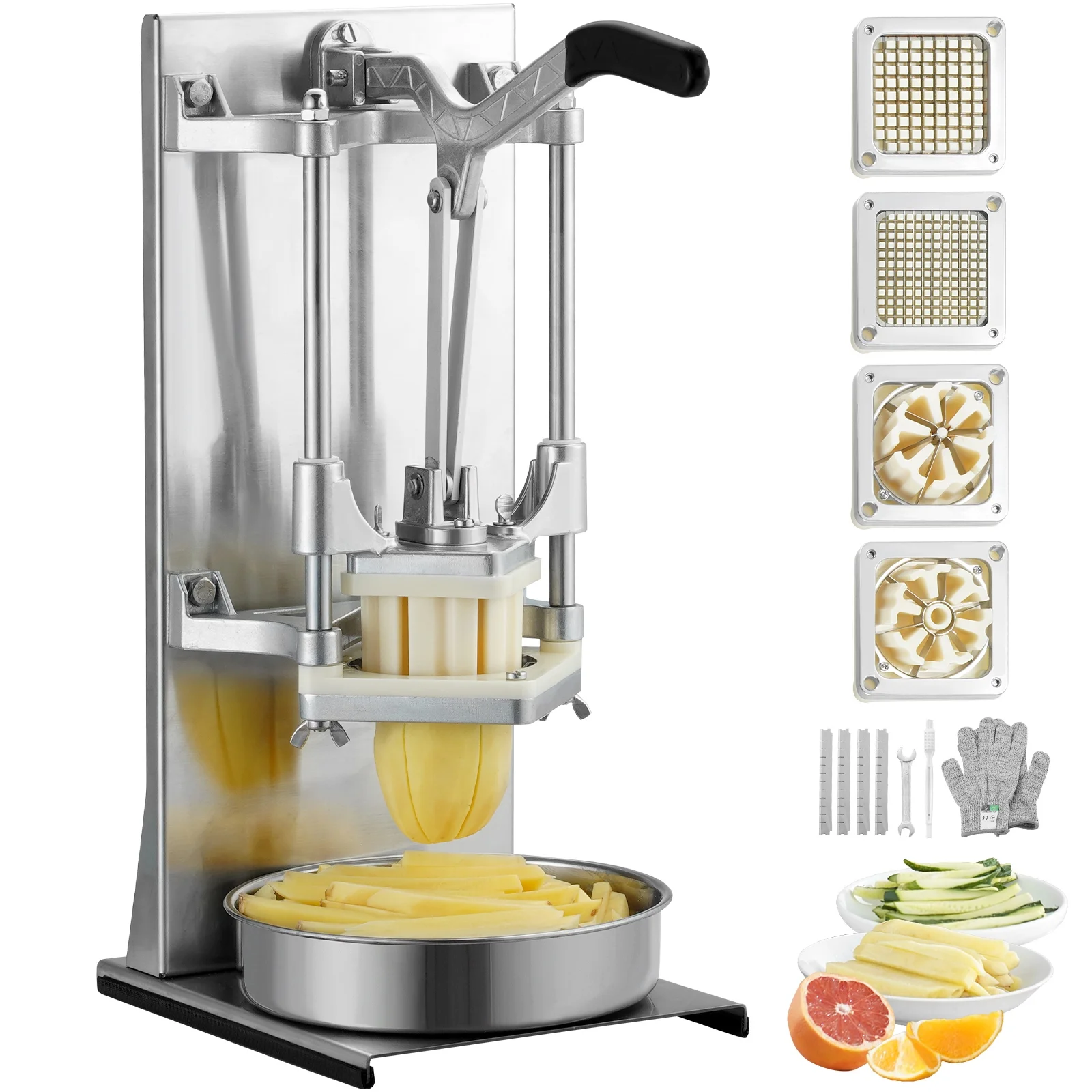 SKYSHALO Commercial Vegetable Dicer French Fry Cutter with 4 Blades Wedge Slicer