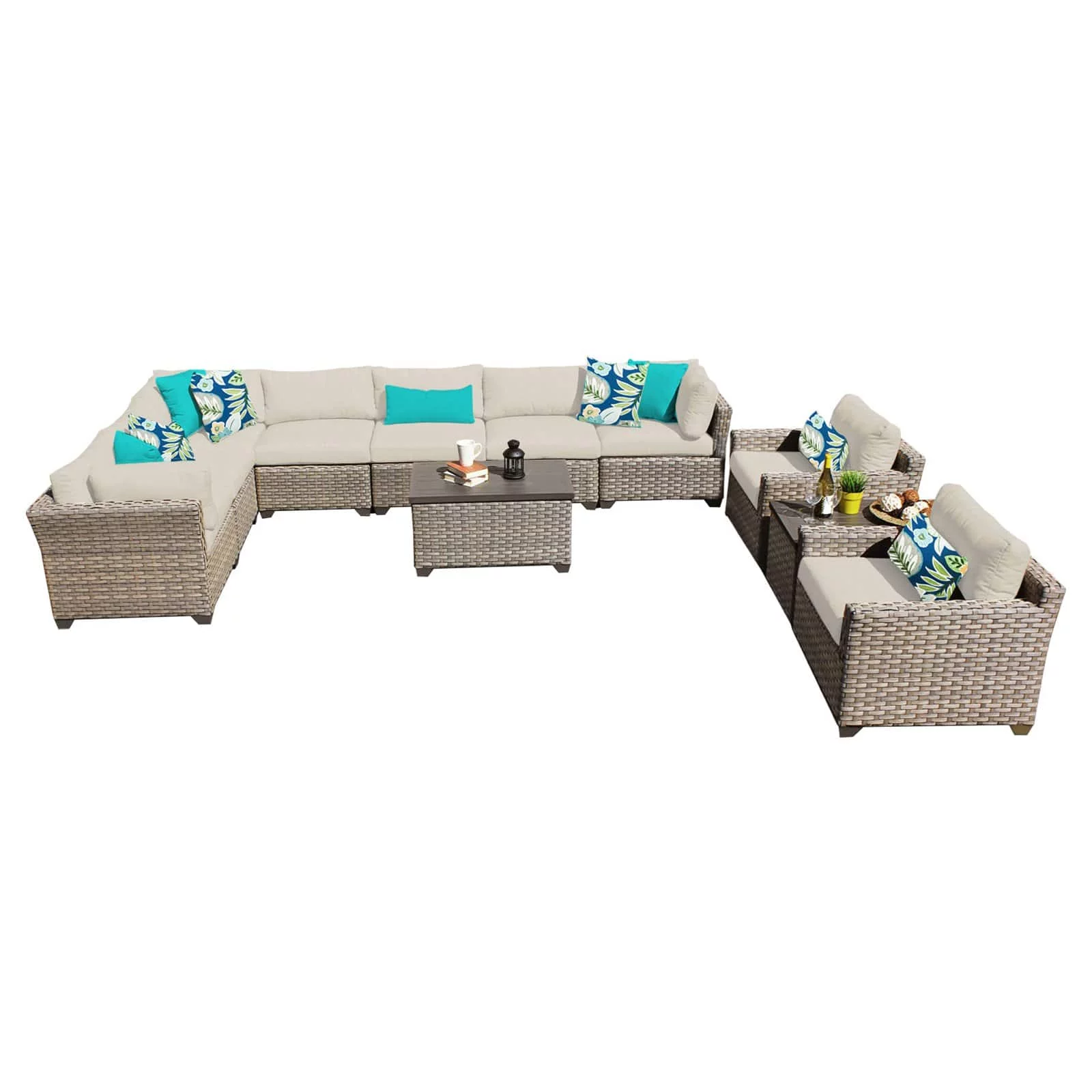 TKC Monterey 11 Piece Outdoor Wicker Sofa Set in Cilantro
