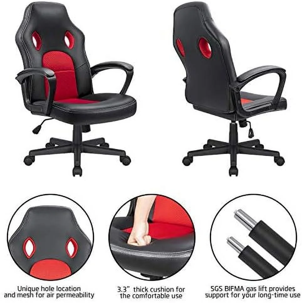 RSJIWOGZ Office Gaming Chair Leather Computer Chairs High Back Ergonomic Adjustable Racing Game Desk Chair Executive Conference Chair ()