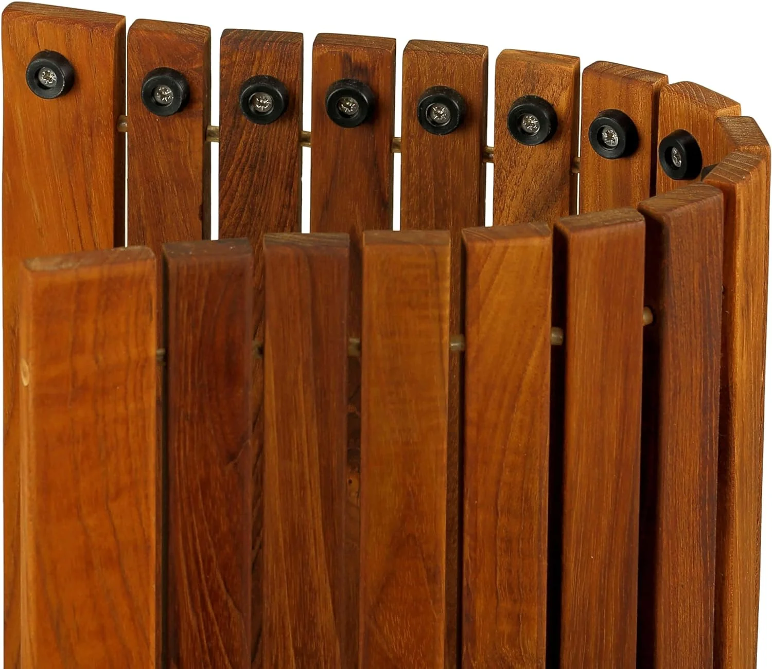 Lykos String Spa Shower Mat In Solid Teak Wood Oiled Finish, Large