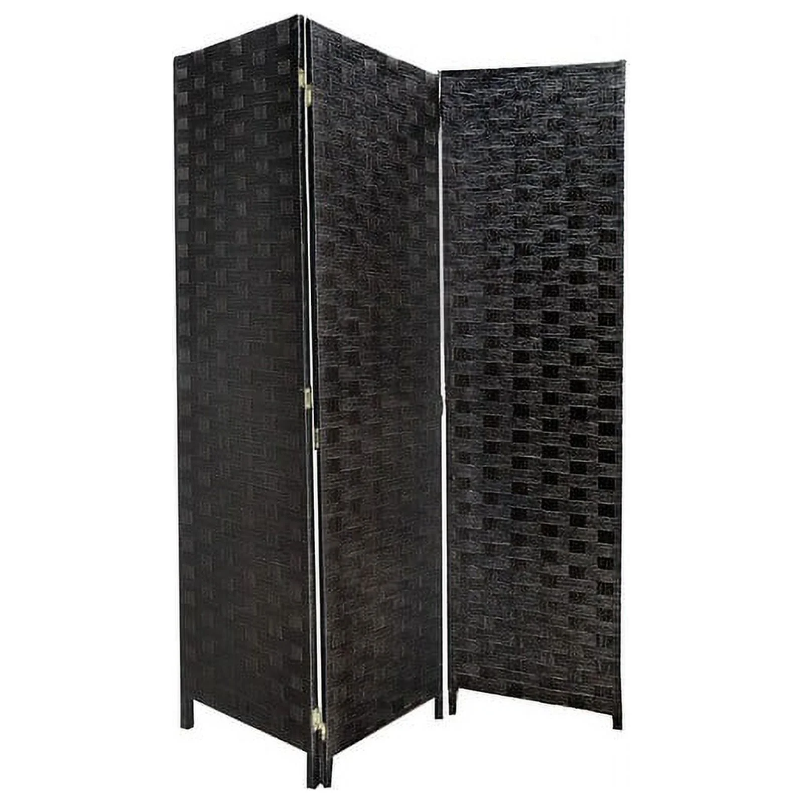 IH Casa Decor 3 Panel Woven Bamboo Screen (black)