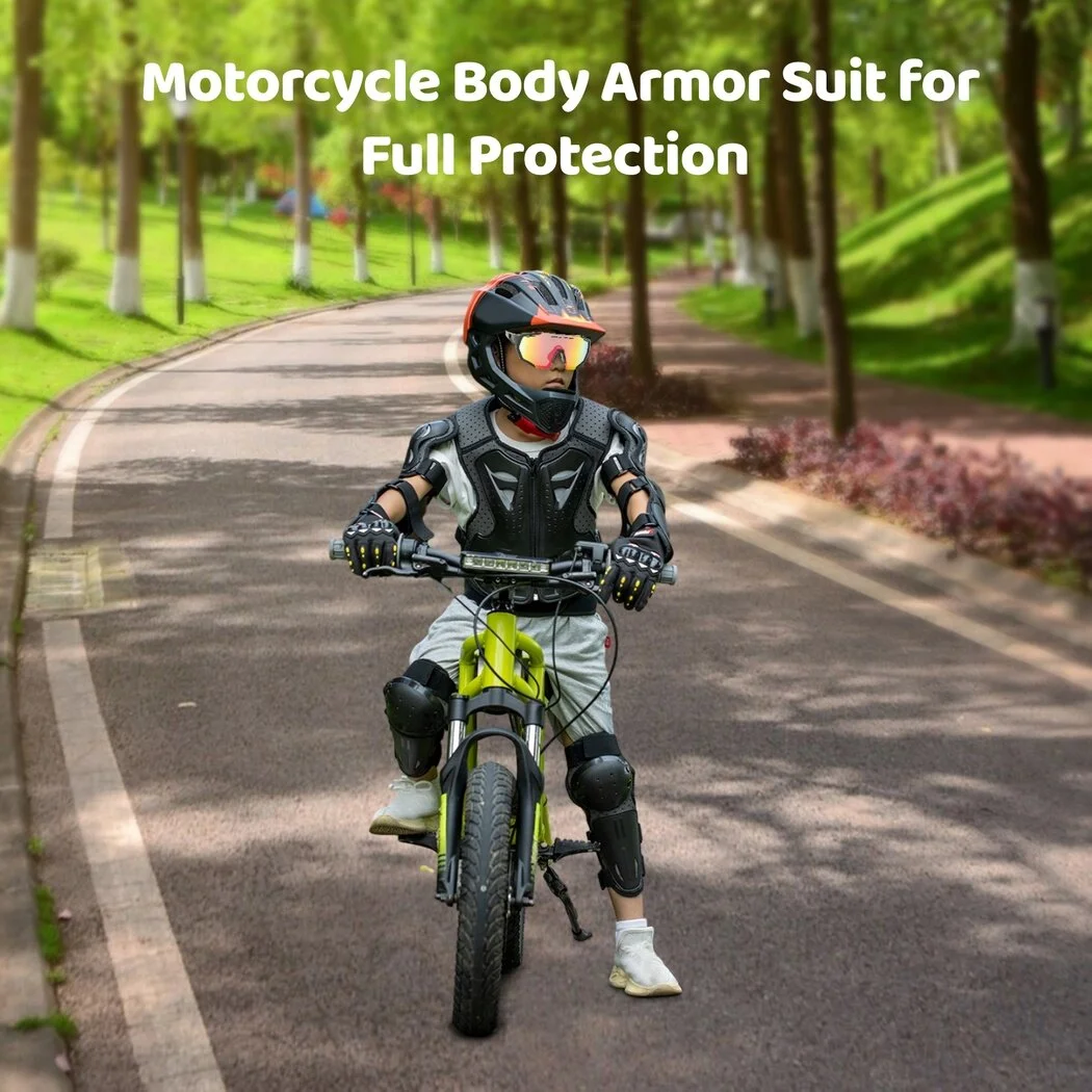 5 PCS Motorcycle Full Body Armor Suit for the Youth, Chest Spine Back Protector with Knee Eblow Pads for Cycling Motocross Skateboard Ski