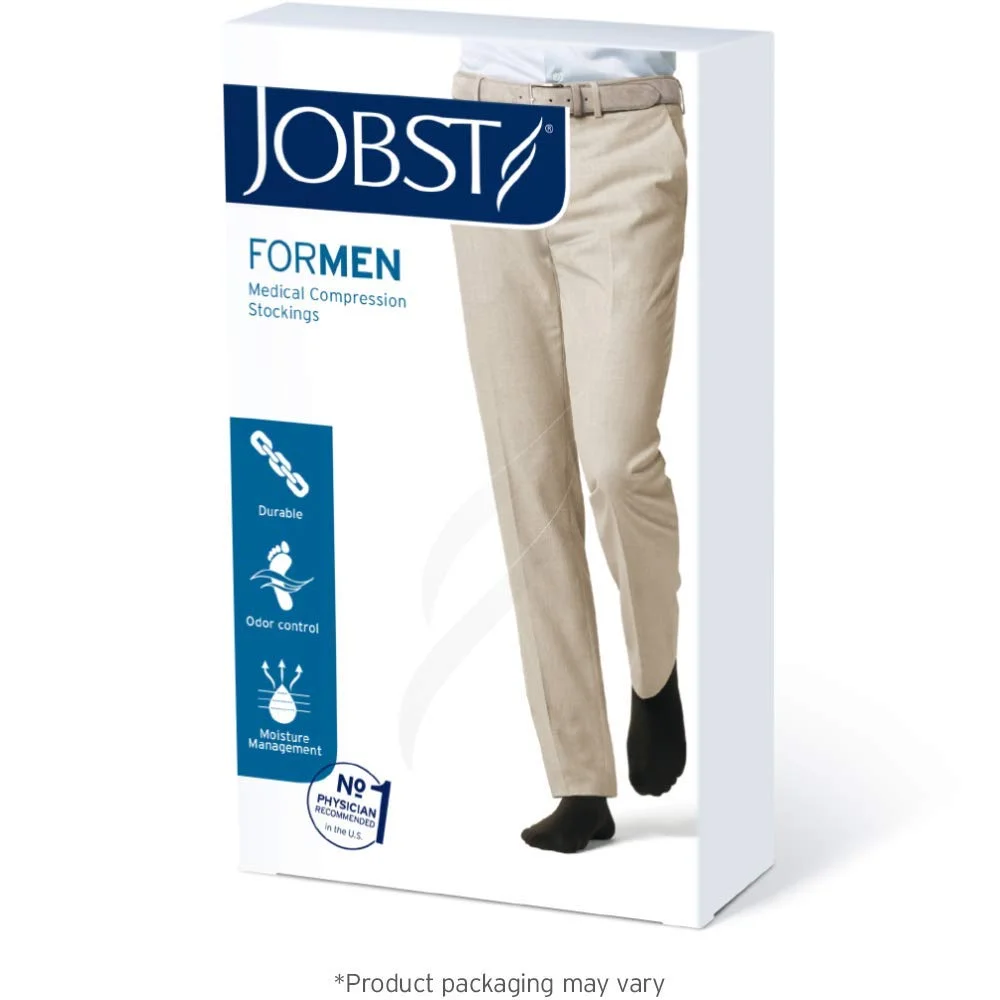 BSN Medical 115001 Jobst Men Knee High Compression Sock, 15-20 mmHg, Closed Toe, Medium, Black