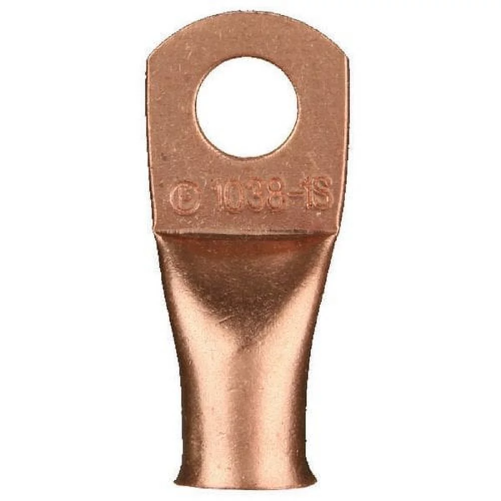 Install Bay CUR410 Copper Uninsulated Ring Terminal, 4 Gauge, #10, 25/Pkg