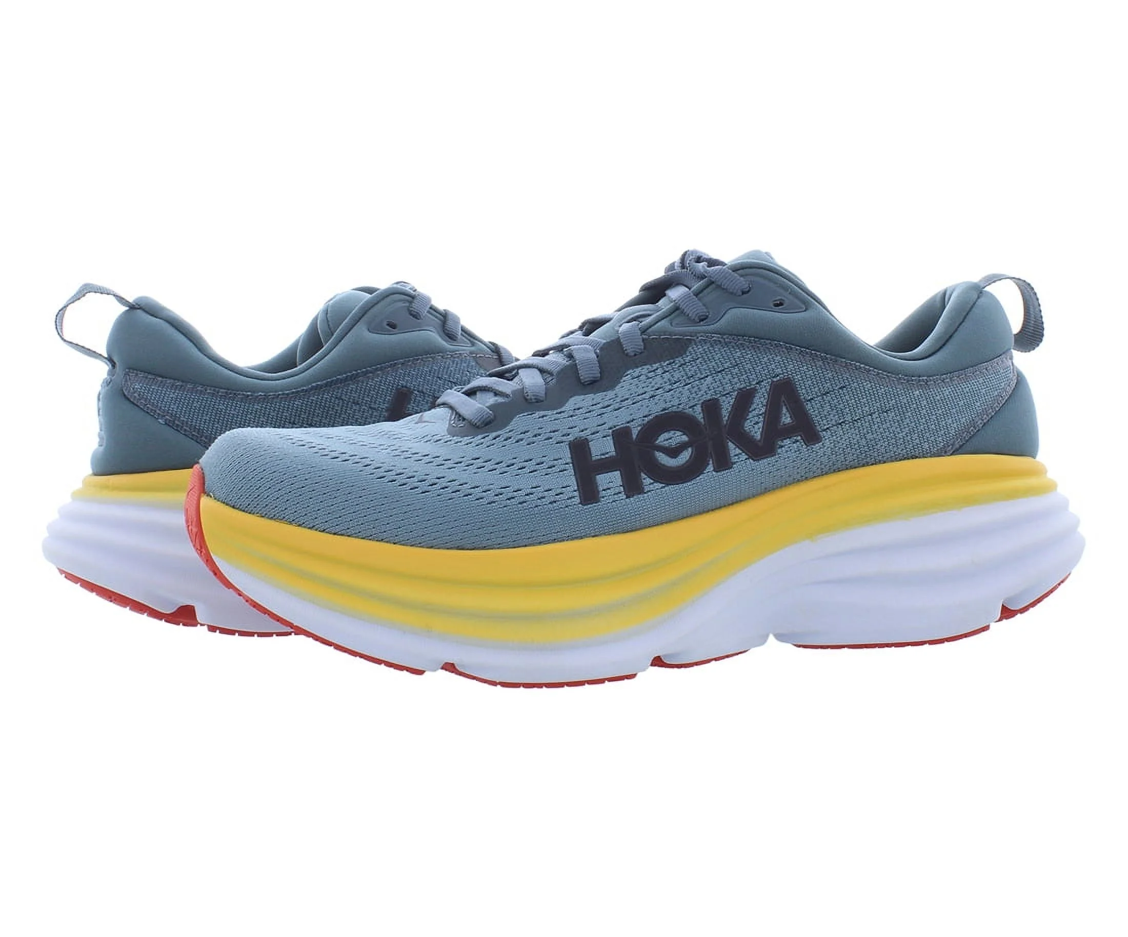 HOKA ONE ONE Bondi 8 Mens Shoes Size 13, Color: Obsidian/Yellow/White