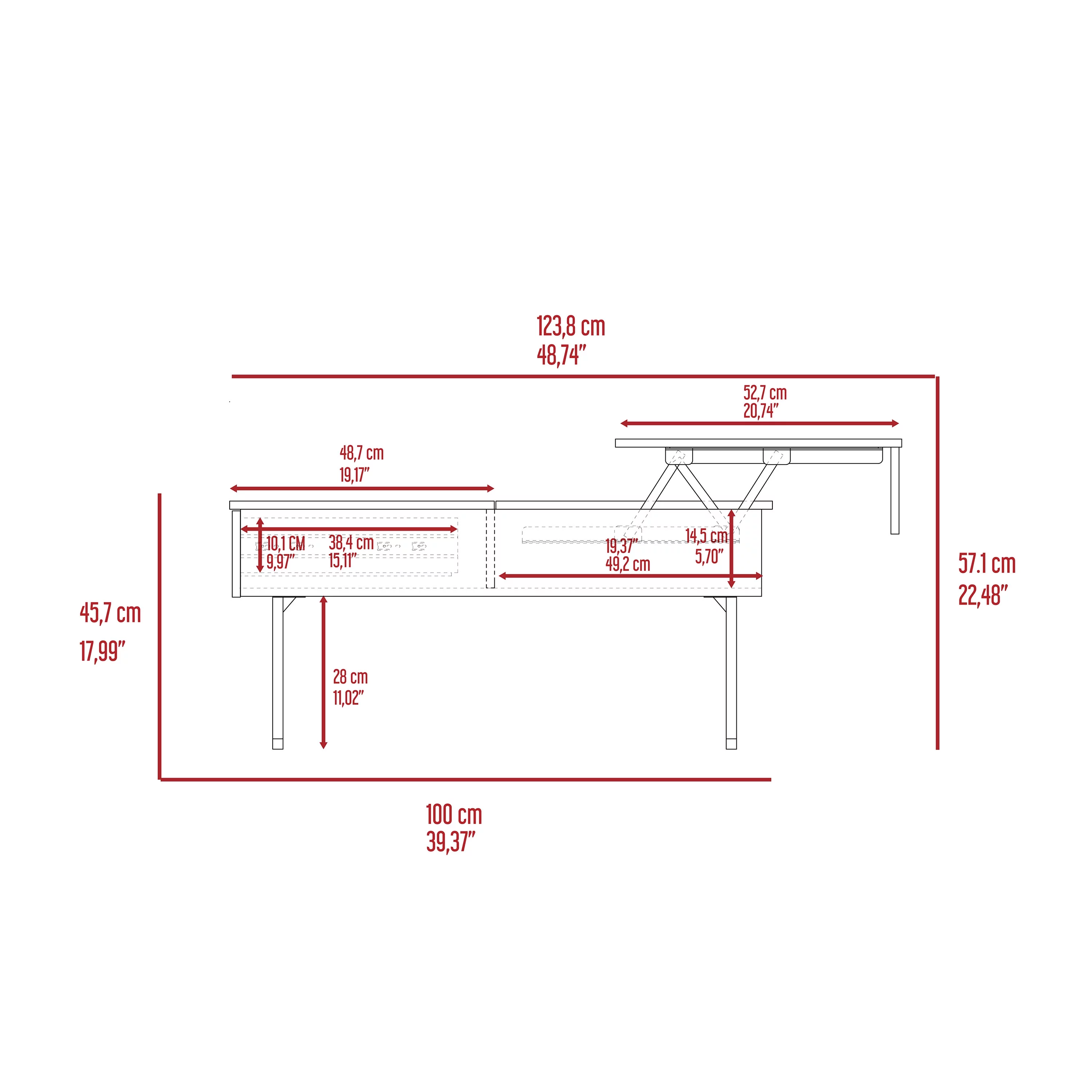 CoSoTower Westover Rectangle Lift Top Coffee Table Carbon Espresso And Onyx