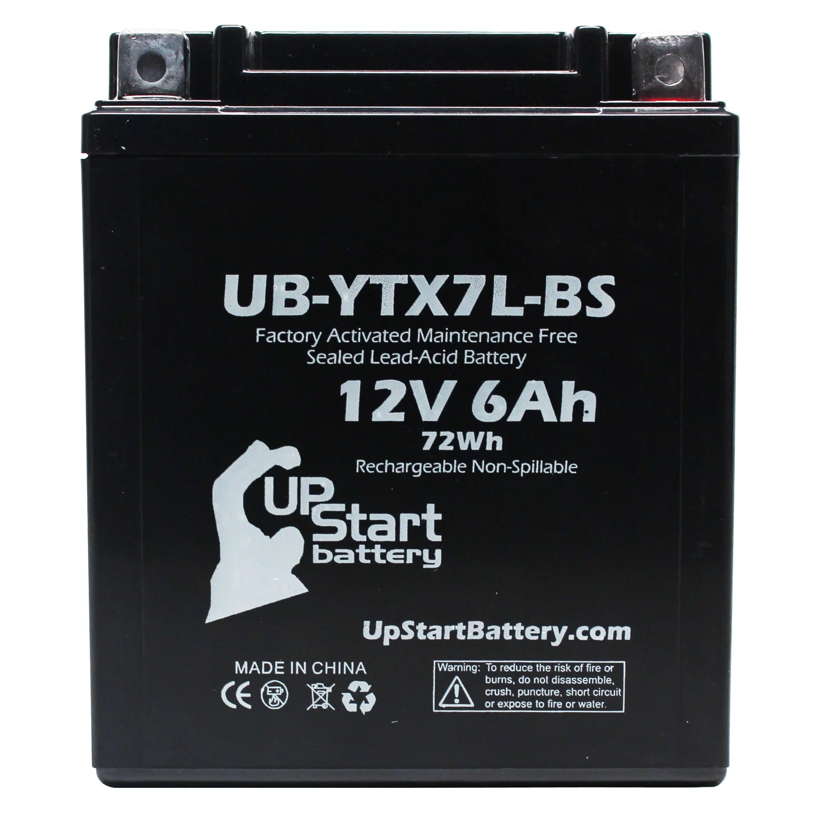 UpStart Battery Replacement 2012 Aprilia RS4 125 125CC Factory Activated, Maintenance Free, Motorcycle Battery - 12V, 6Ah, UB-YTX7L-BS
