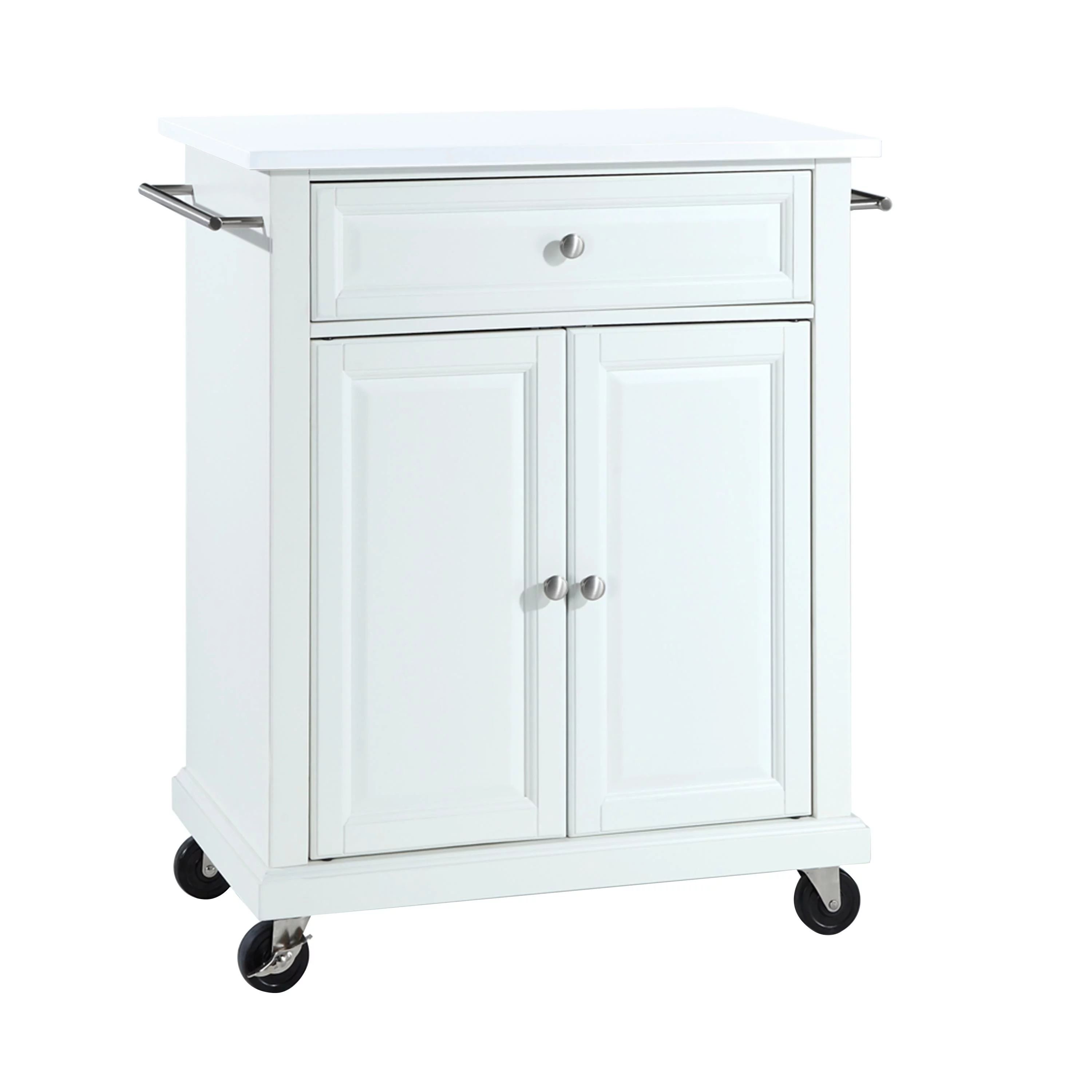 Crosley Furniture Compact Wood Kitchen Granite Top Kitchen Cart in White