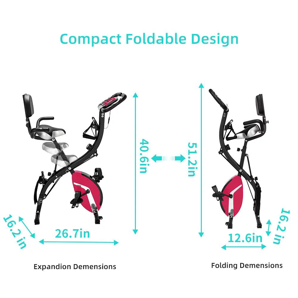 Zimtown Folding Upright Bike, X Bike Exericse Equipment, Pink