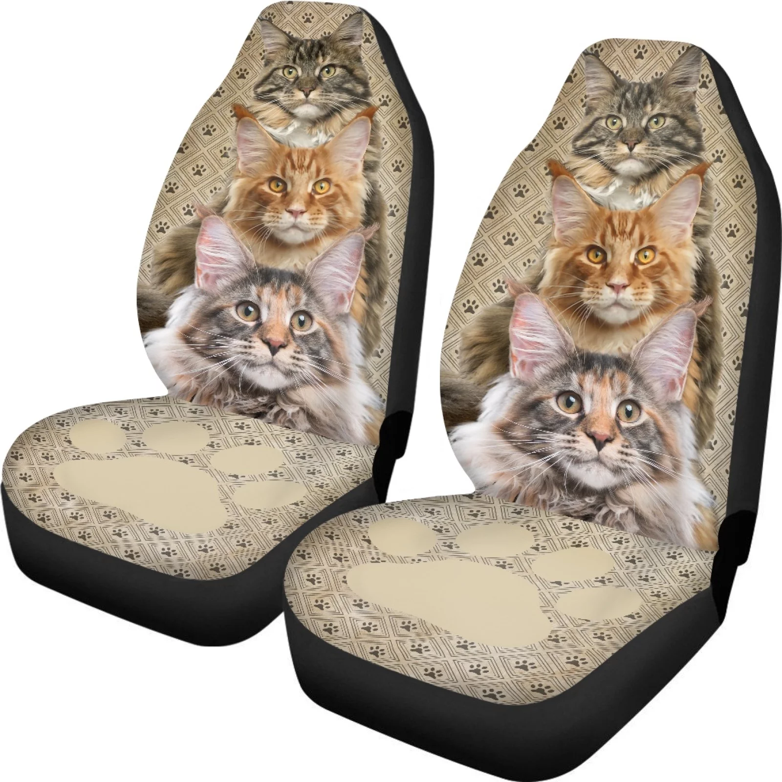 Xoenoiee Cute Cats Paws Print Car Front Seat Covers for Driving, Auto Interior Cover Car Interior Protector Auto Decoration fit Most Car SUV, Pack of 2