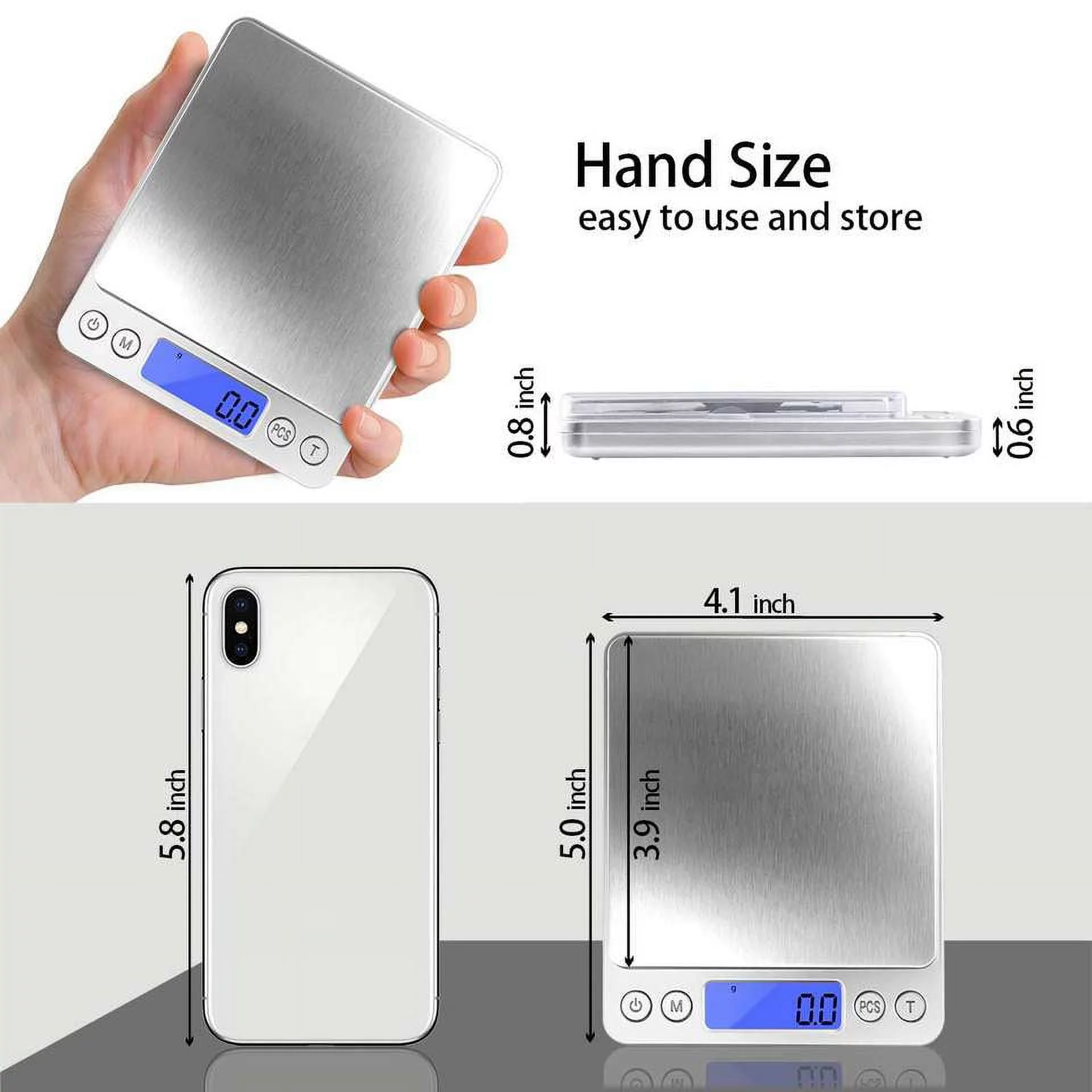 INTSUPERMAI Mini Digital Scale 2000g x 0.1g Jewelry Gold Silver Coin Gram Pocket Scale