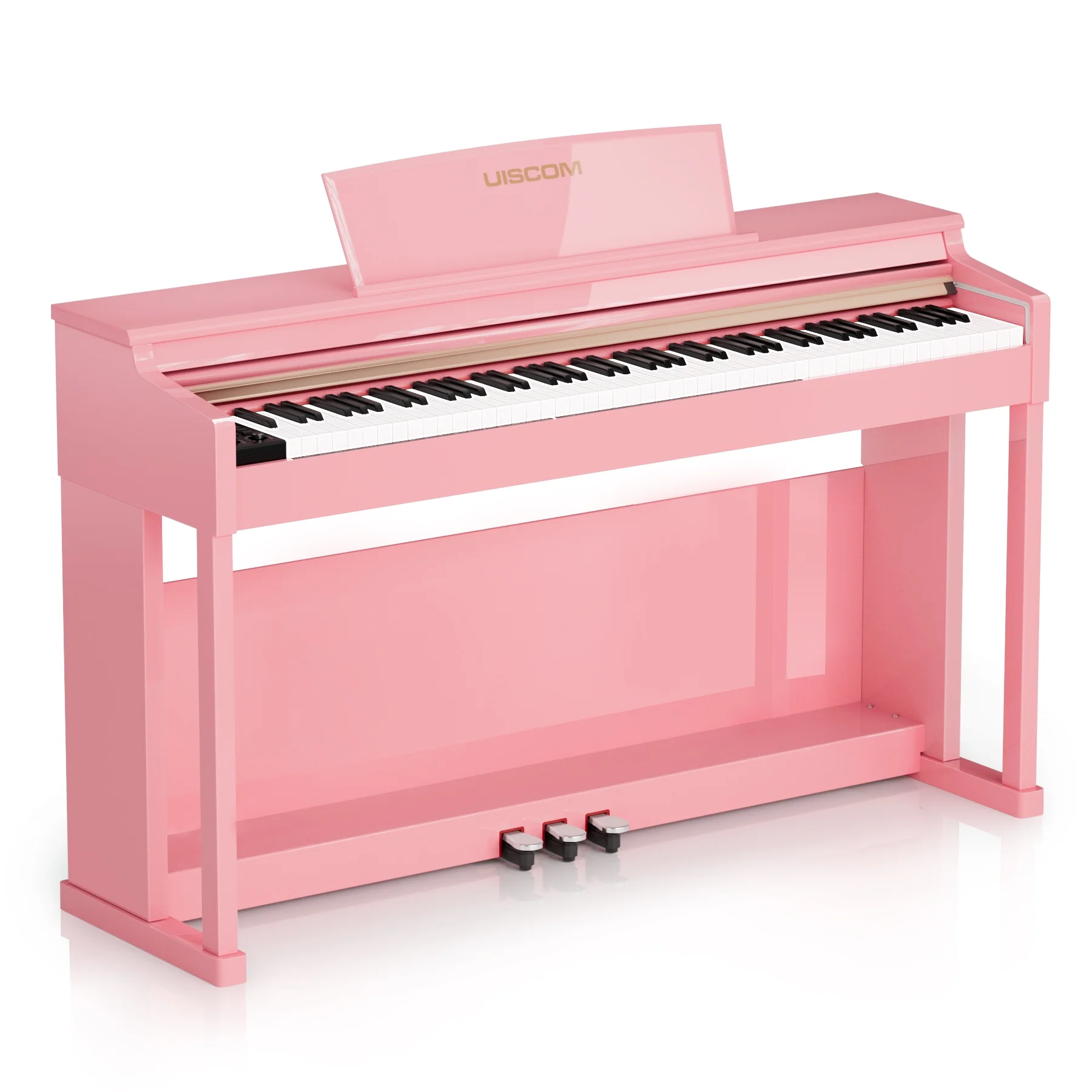UMP-100 88 Key Weighted Keyboard Piano with Furniture Stand｜Power Adapter｜Triple Pedal & MIDI Connecting - Full Size Digital Electric Piano for Beginners & Pros，Pink