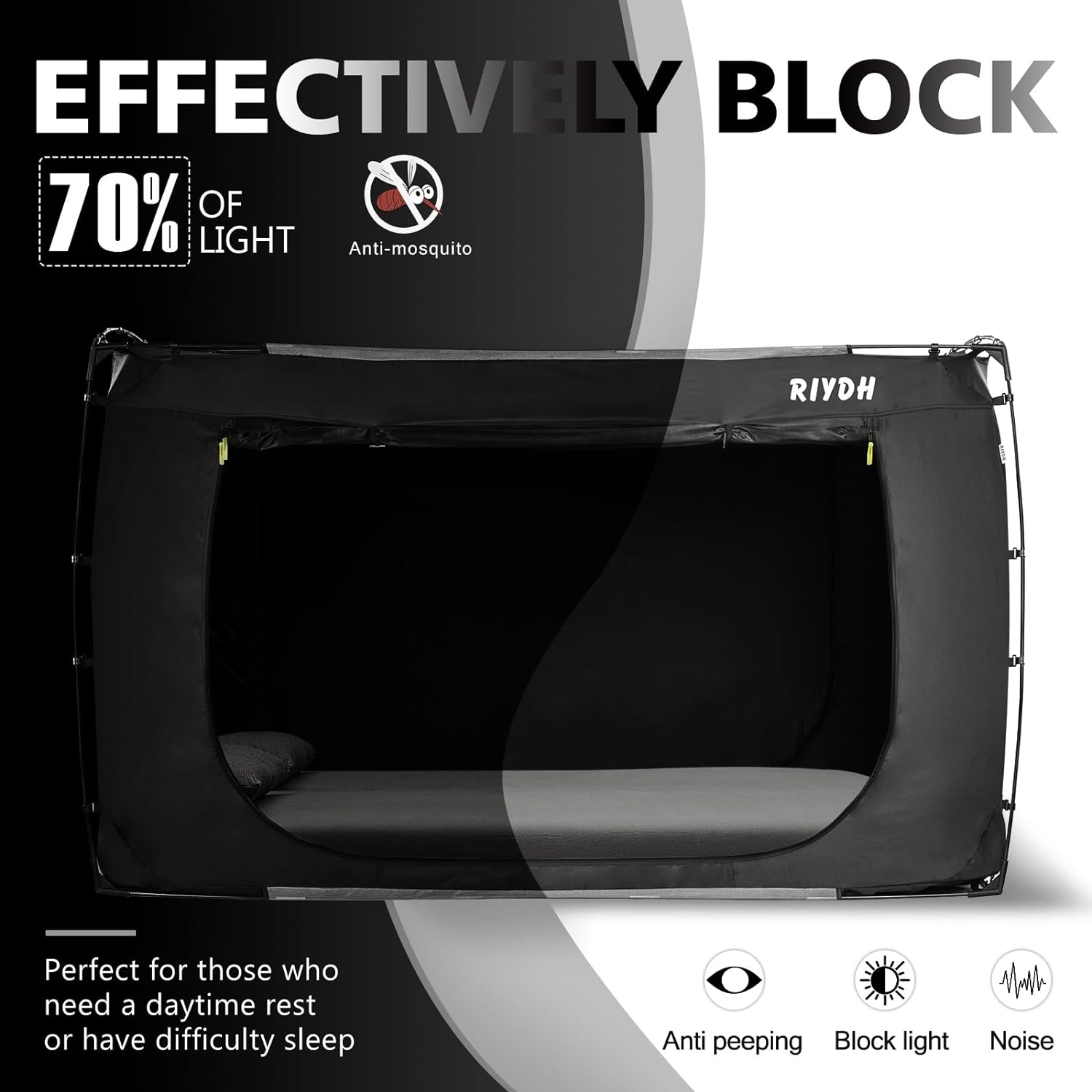 Bed Tent Bed Canopy Twin Size Tents for Adult and Kids- Portable Dream Tent Indoor Sleeping Tents 70% Blackout with 3 Doors Breathable Big Space Tents