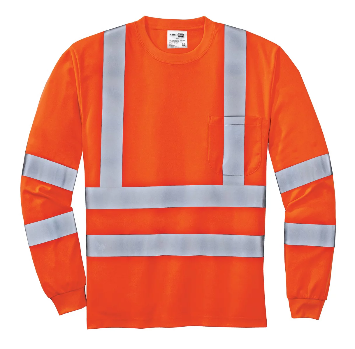 CornerStone Long Sleeve SnagResistant Reflective TShirt (CS409) Safety Orange, 4XL