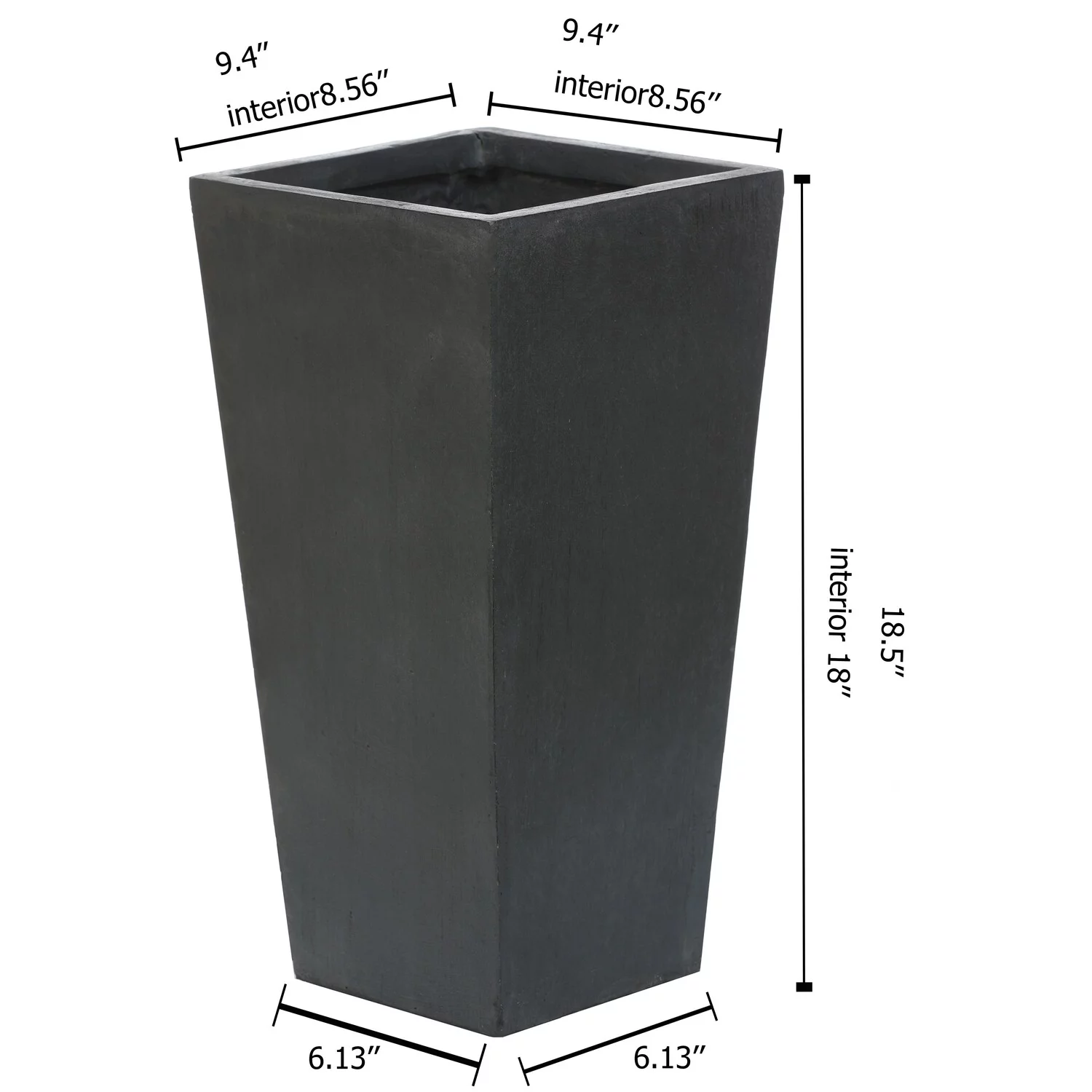 LuxenHome Gray MgO 18.5in. H Tall Tapered Planter