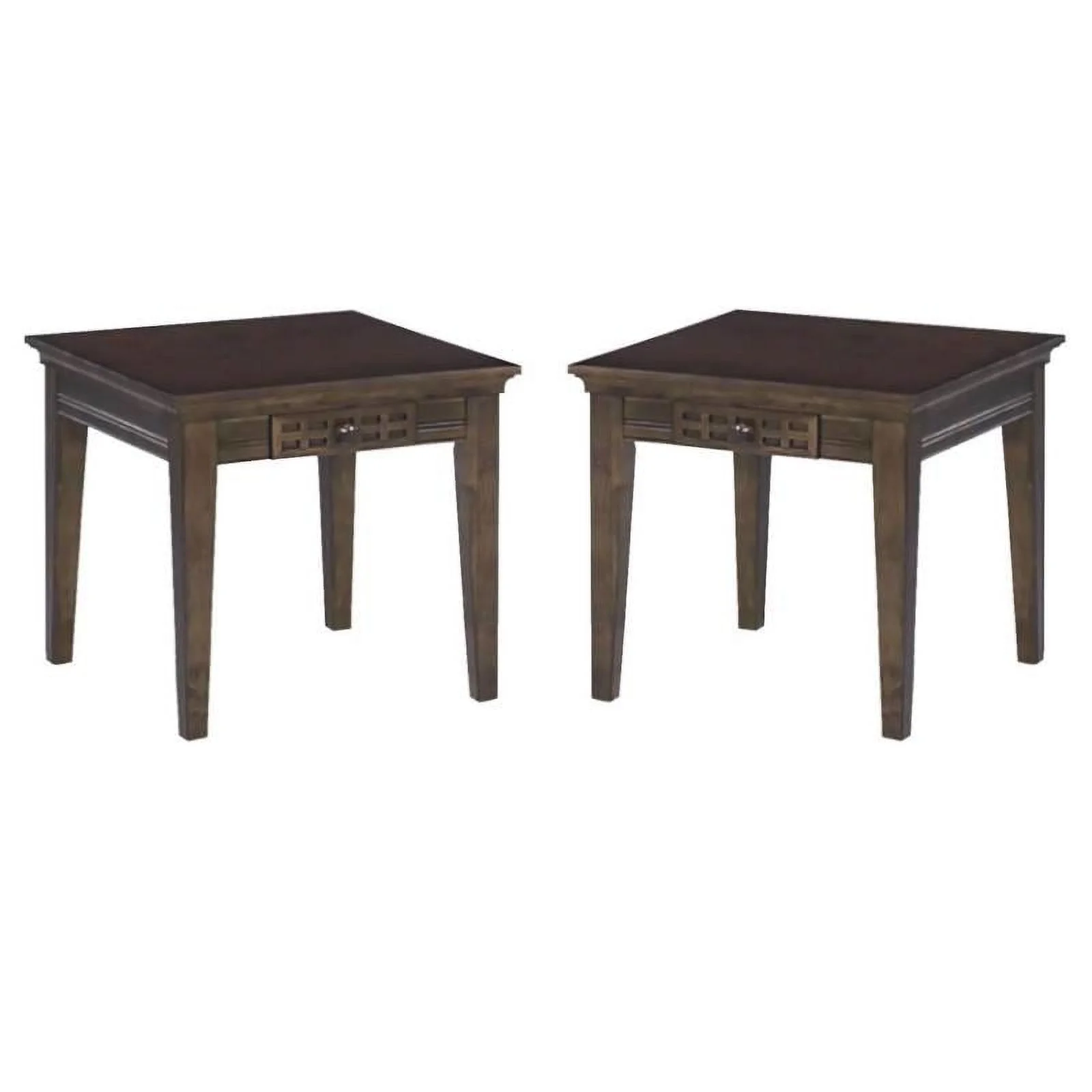 Home Square Casual Traditions Wood End Table in Walnut - Set of 2