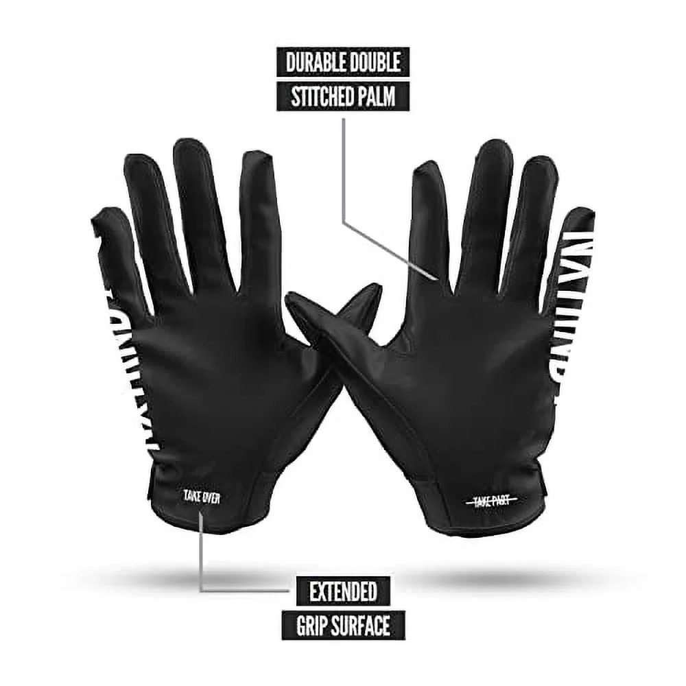 Nxtrnd G1 Pro Football Gloves, Men's & Youth Boys Sticky Receiver Gloves (Black, Small)