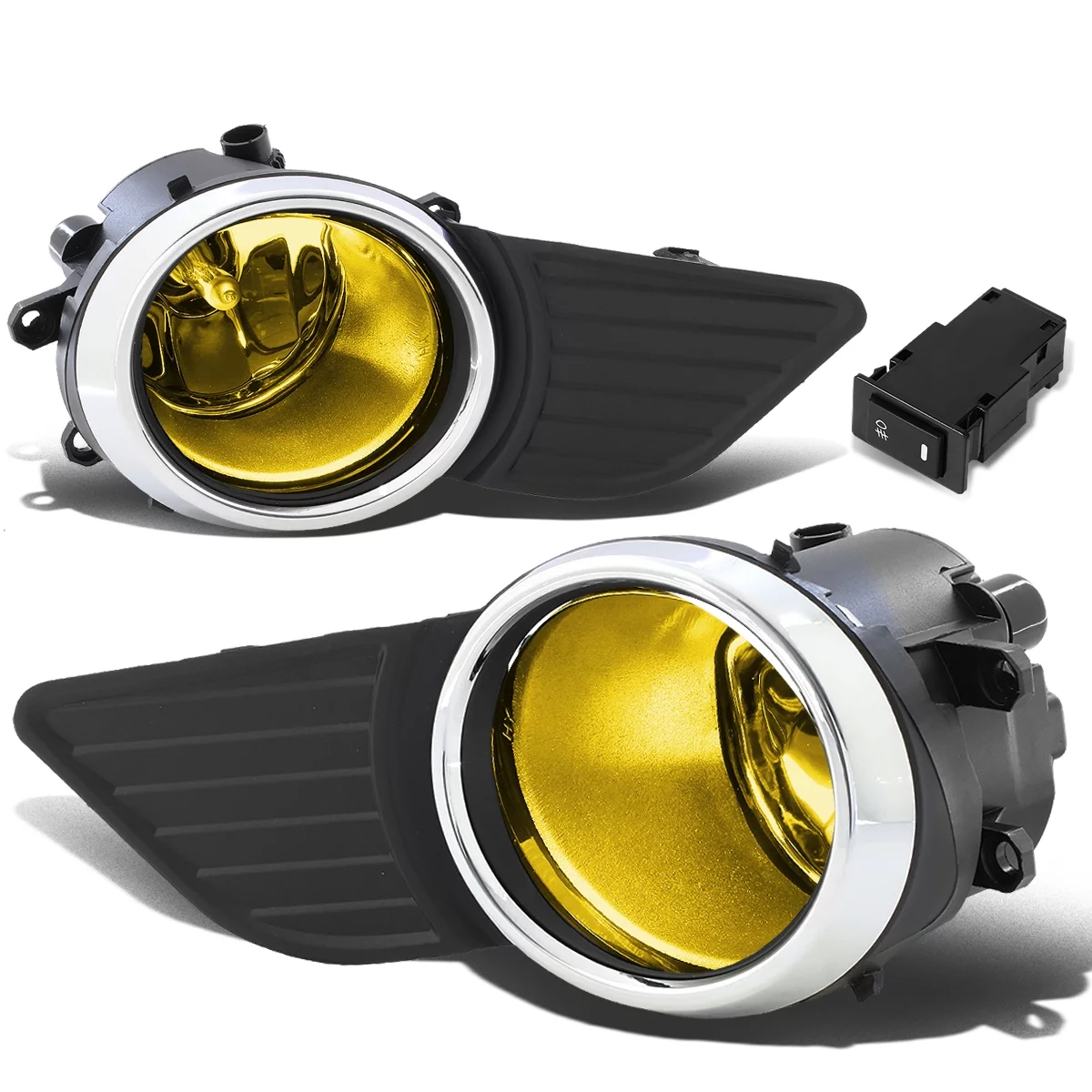 DNA Motoring FL-ZTL-221-AM For 2011 to 2017 Toyota Sienna Pair Driving Bumper Fog Light Lamp+Bezel+Switch Chrome Ring Amber Lens 12 13 14 15 16