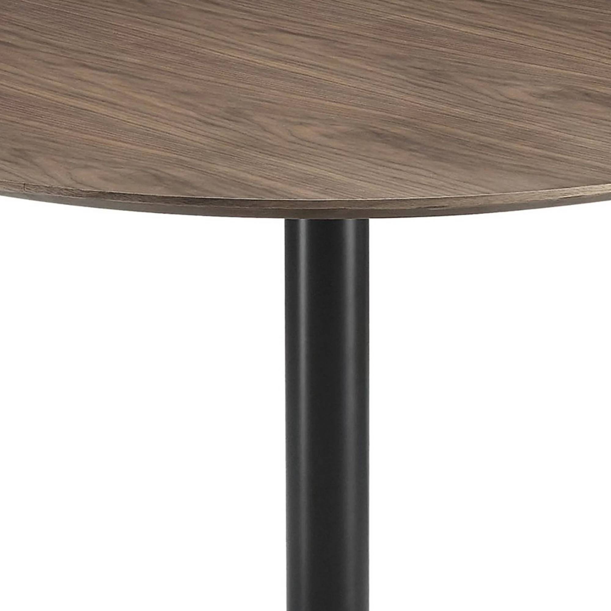 30 Inch Round Wooden Top Modern Dining Table, Black and Brown