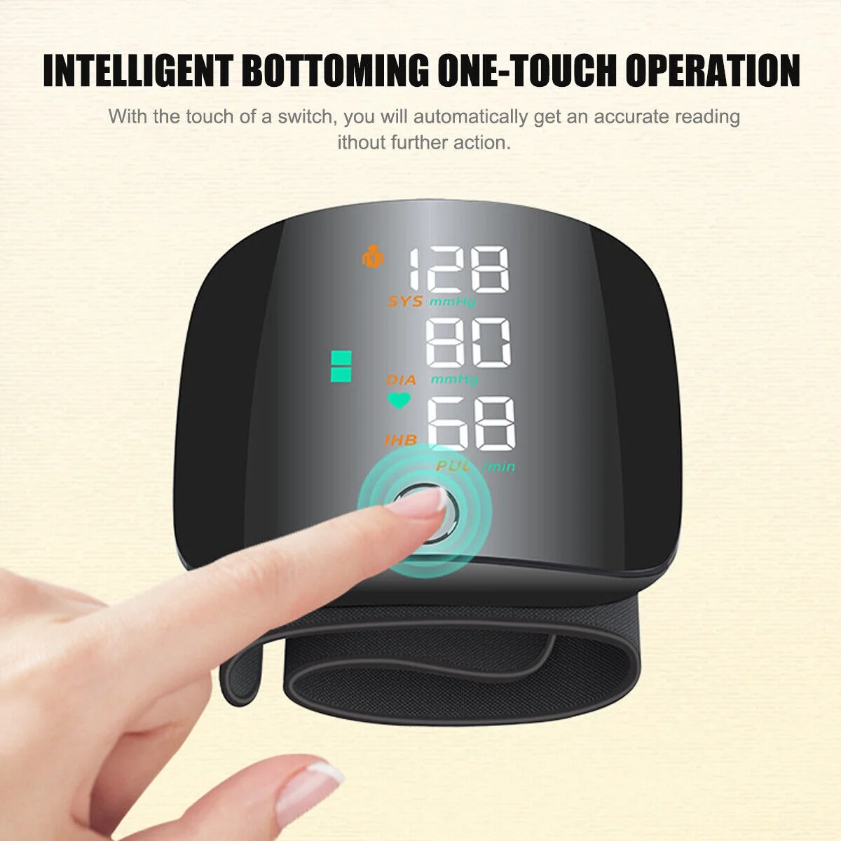 Wrist Blood Pressure Cuff LCD Display Automatic Voice Pulsometer Sphygmomanometer