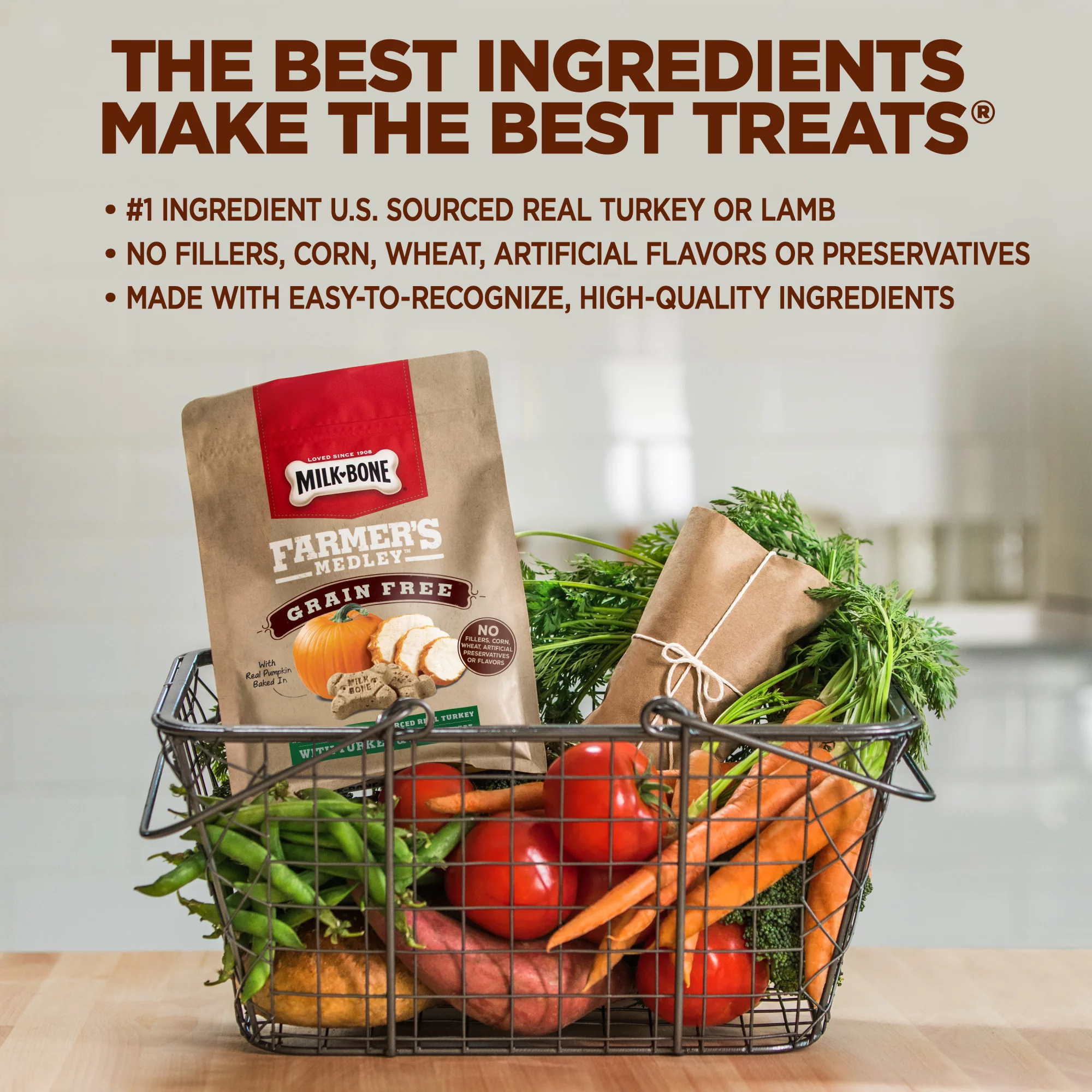 Milk-Bone Farmer's Medley Grain Free With Turkey & Pumpkin Dog Treats, 12 oz.