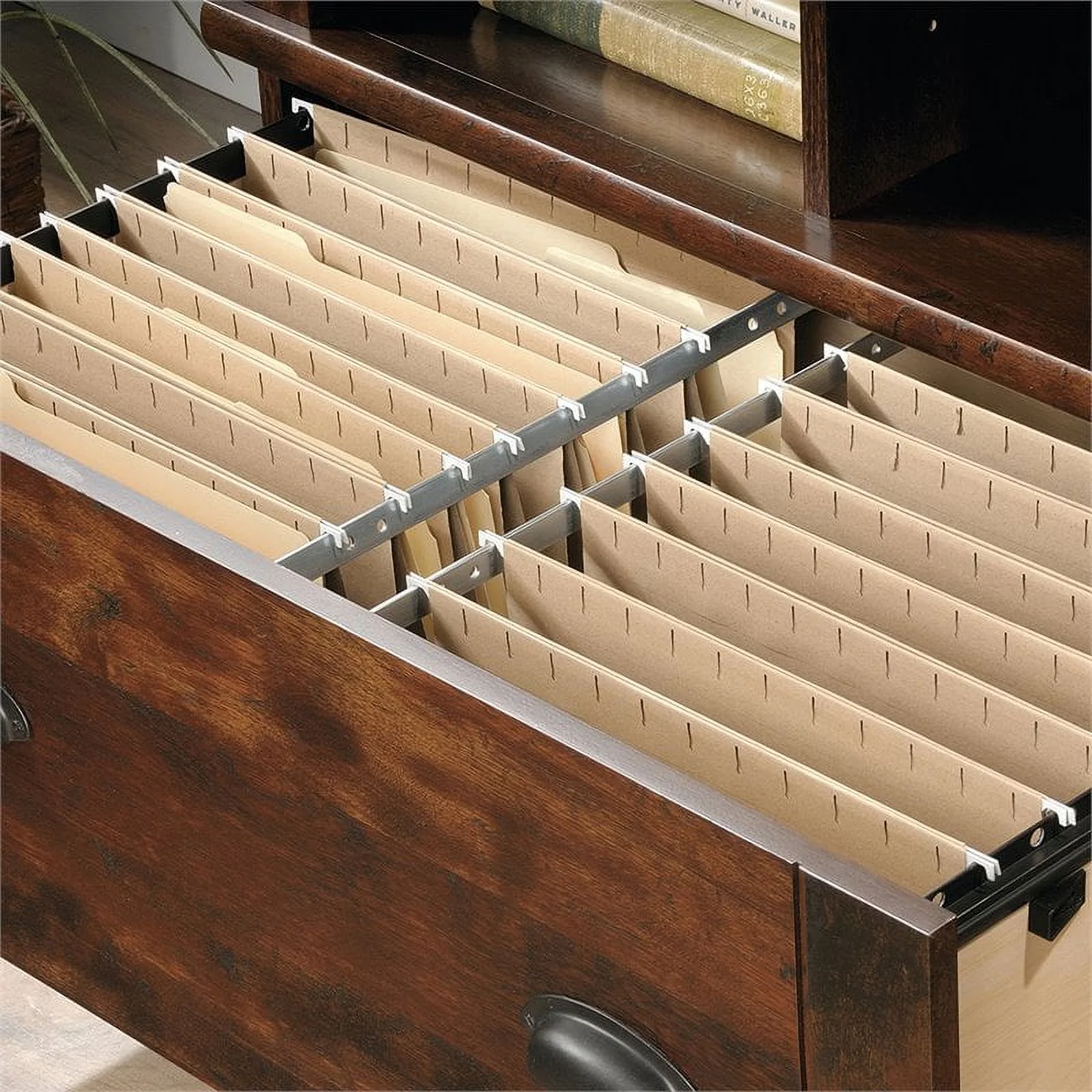 (Set of 2) Rustic 1 Drawer Lateral File Cabinet in Curado Cherry