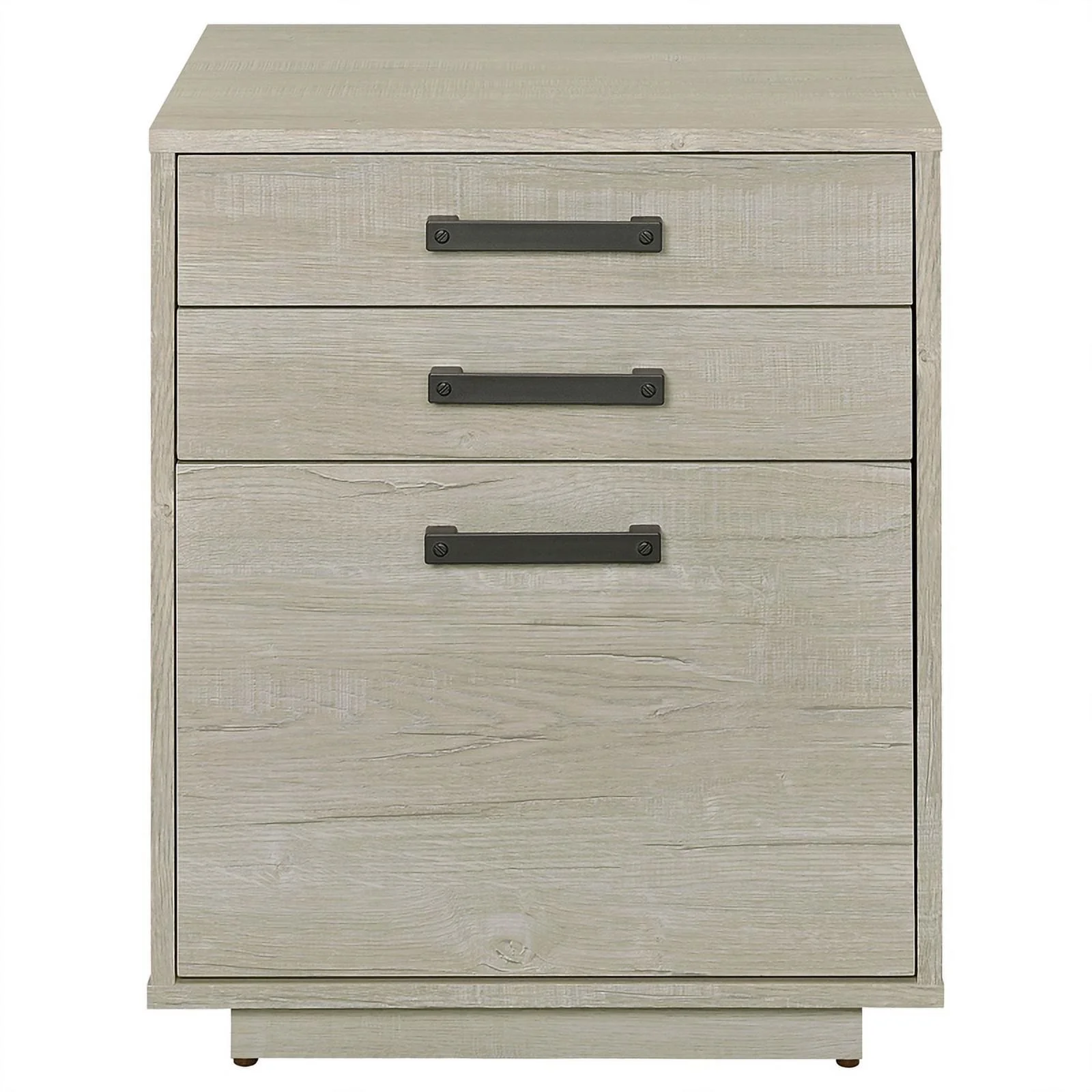Pemberly Row 3-drawer Modern Wood Square File Cabinet in Whitewashed Gray