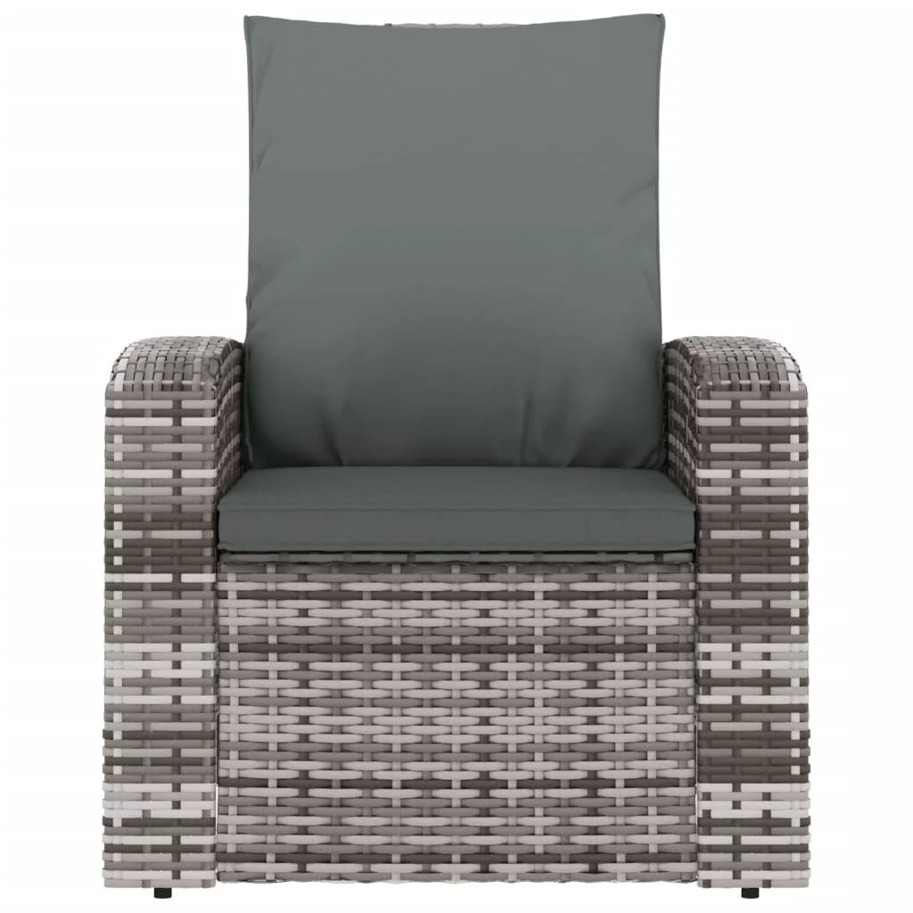 Anself Patio Reclining Chair with Cushions Gray Poly Rattan