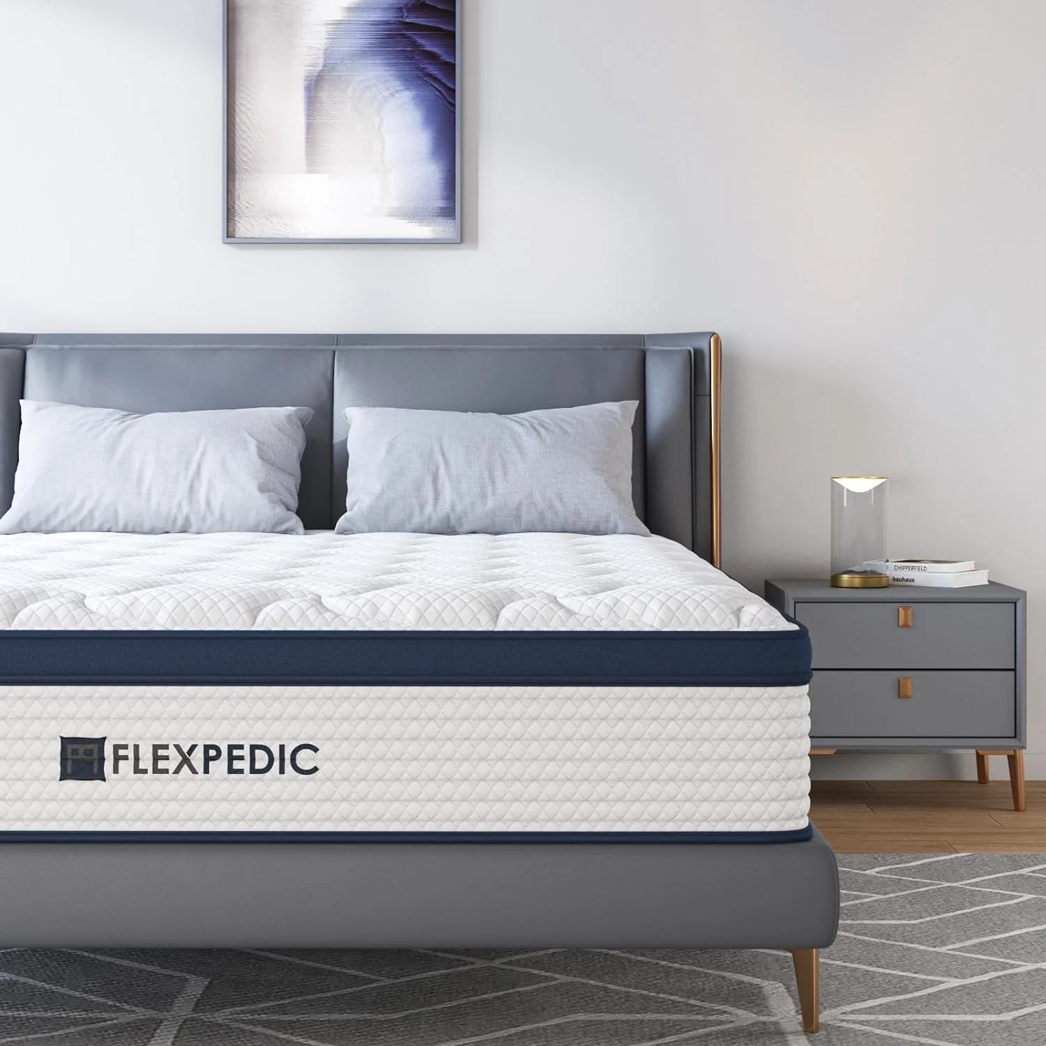 YUMIAO FLEXPEDIC Queen Mattress, 10 Inch Gel Memory Foam Pocket Innerspring Hybrid Mattresses in a Box, P2203323