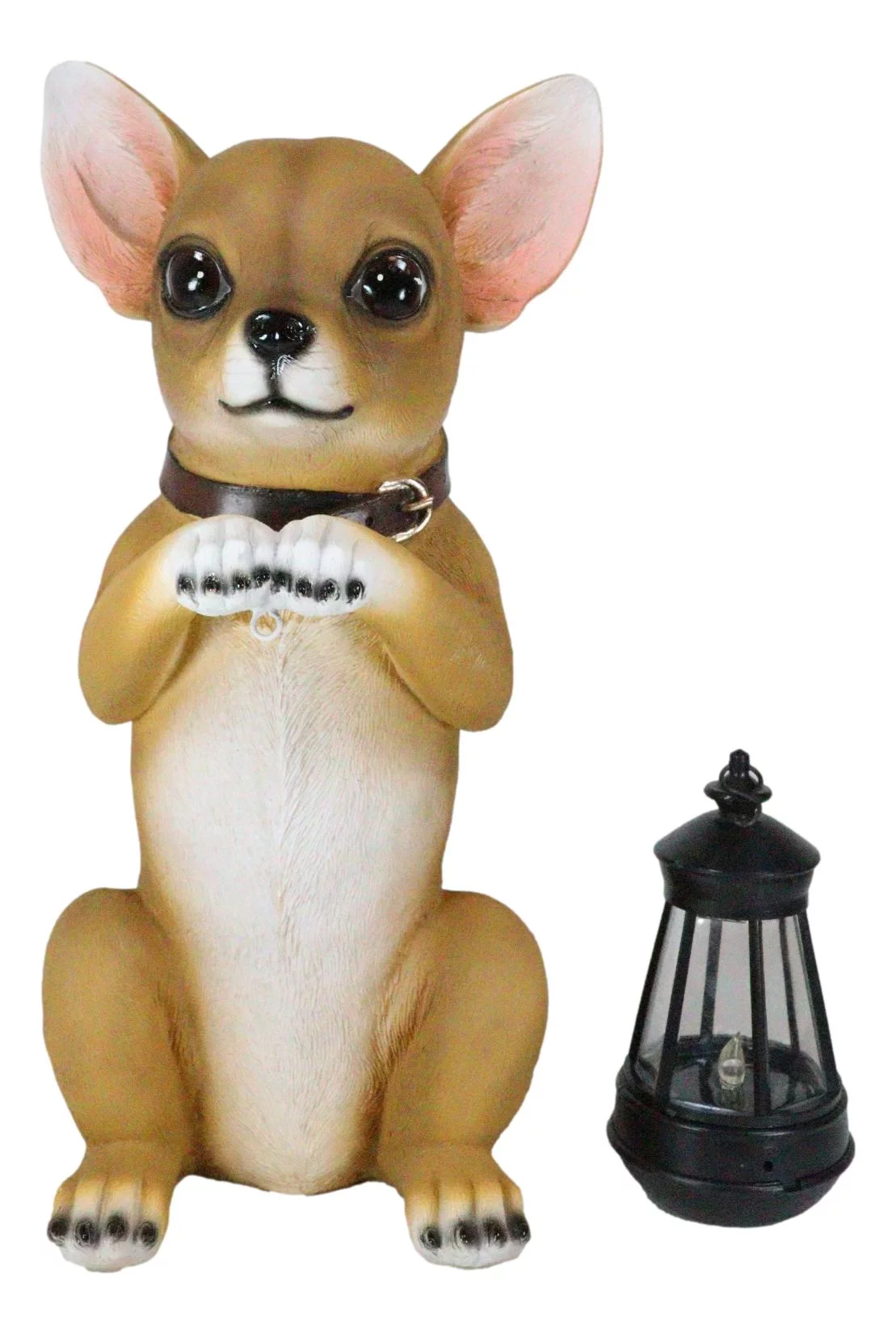Ebros Gift Chihuahua Dog On Two Legs Statue with Solar LED Lantern Lamp 14