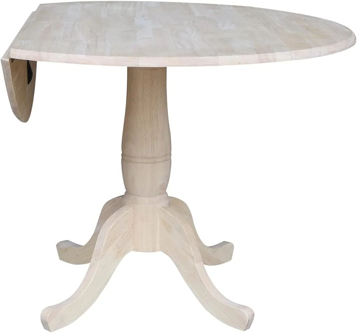 Round Dual Drop Leaf Pedestal Table-29.5