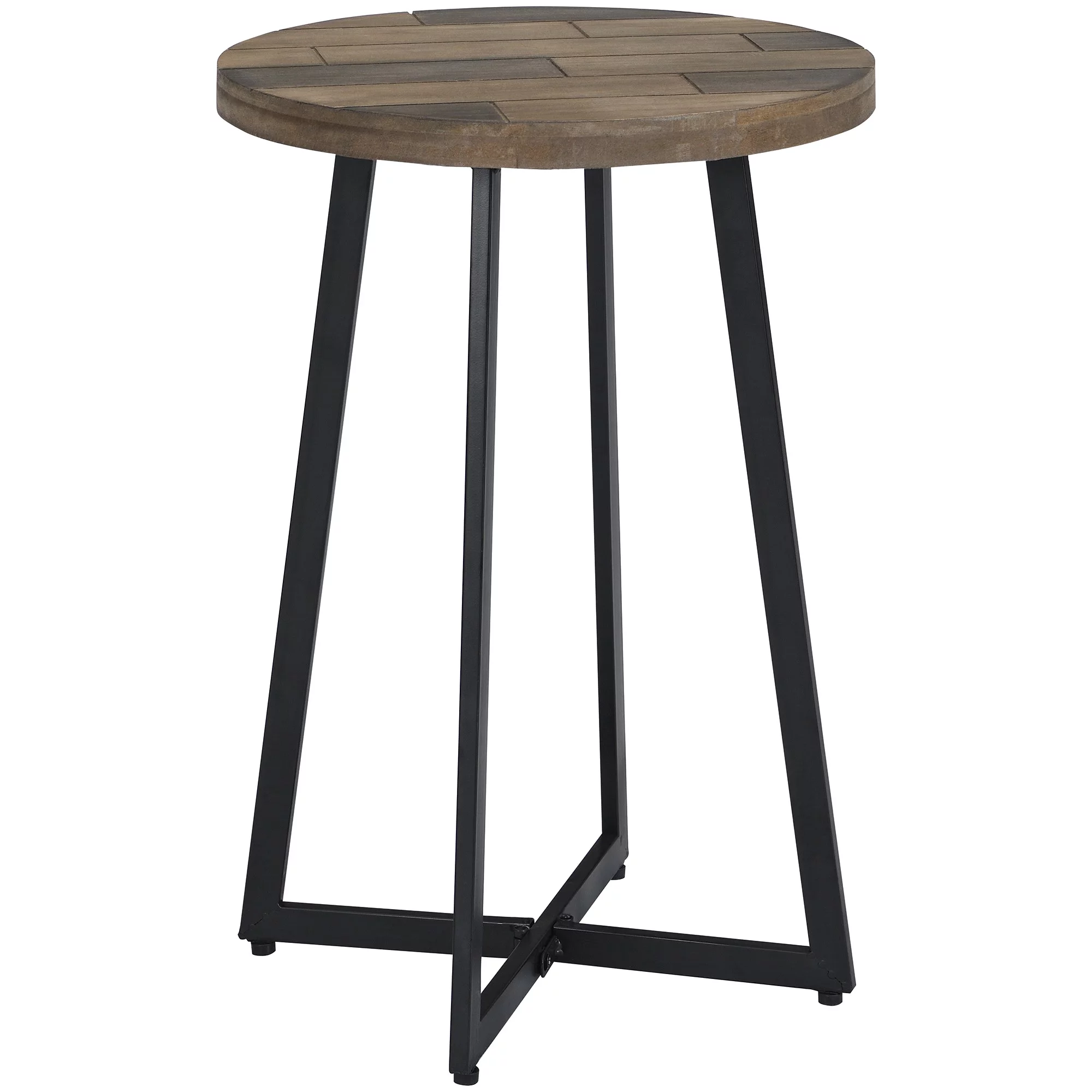 FirsTime & Co. Brown Miles Shiplap End Table, Farmhouse, Painted, Round, Metal, 16 x 16 x 22 in