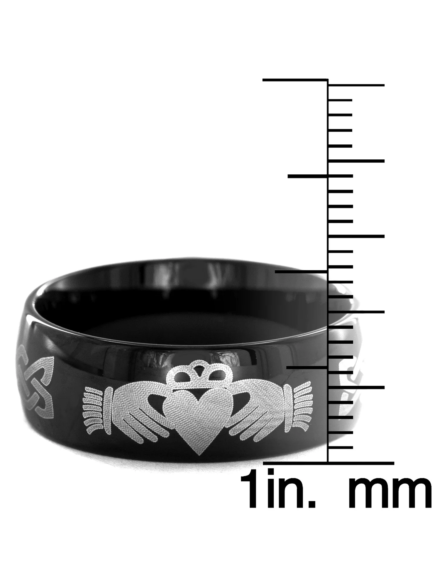 Men's Black-Plated Stainless Steel Claddagh Ring