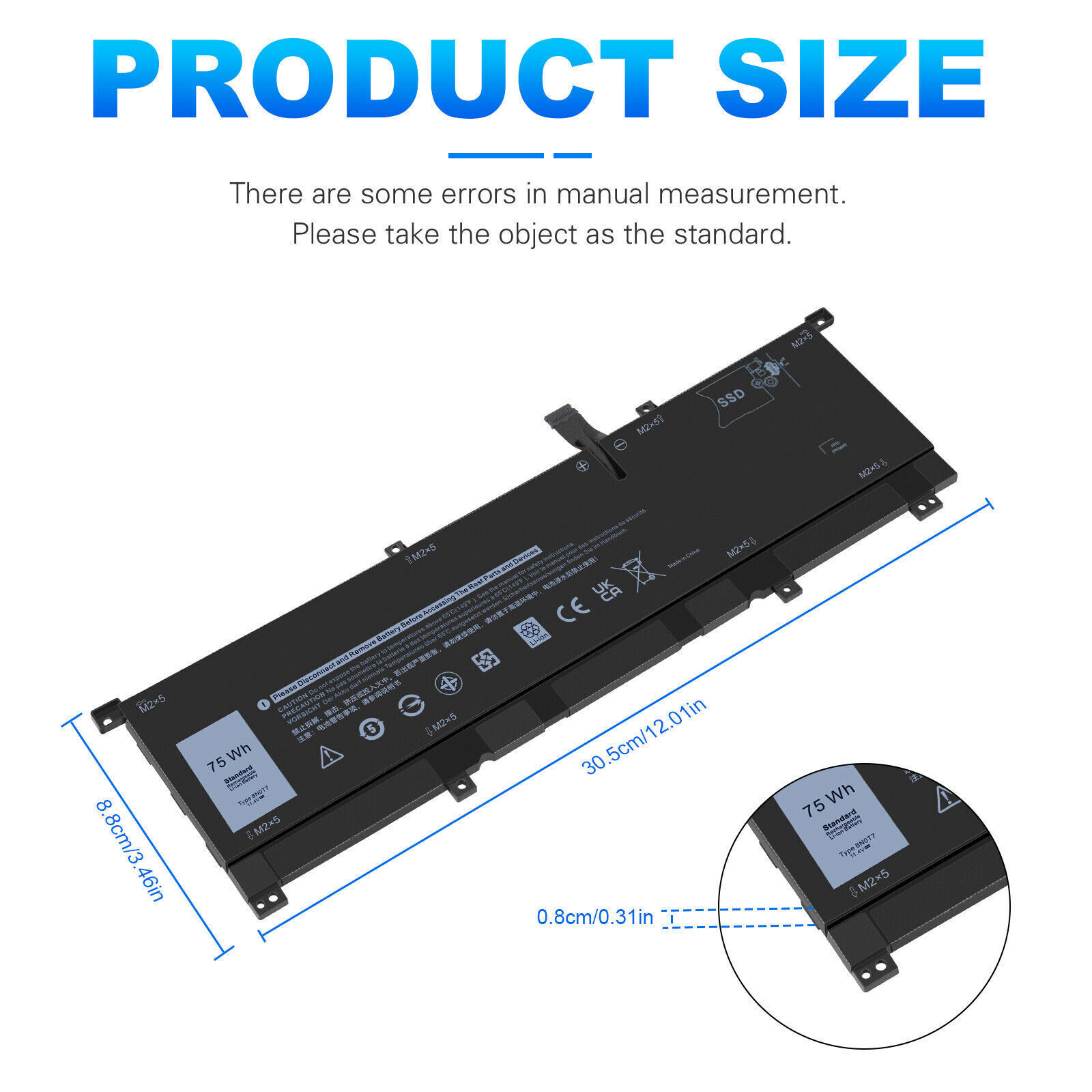 Type 8N0T7 Battery For Dell XPS 15 9575 Series Precision 5530 2-in-1 TMFYT V5MHM