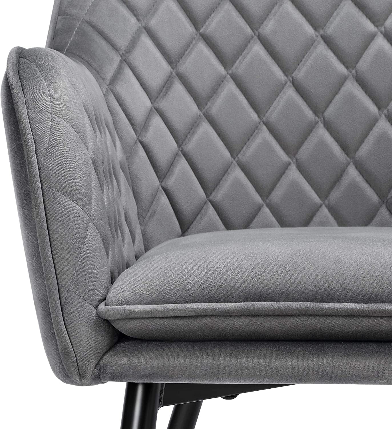 TJUNBOLIFE Dining Chairs Armchairs Velvet Upholstered Side Chairs Modern Chairs with Steel Legs Kitchen Dining Room Living Room Gray 2pcs