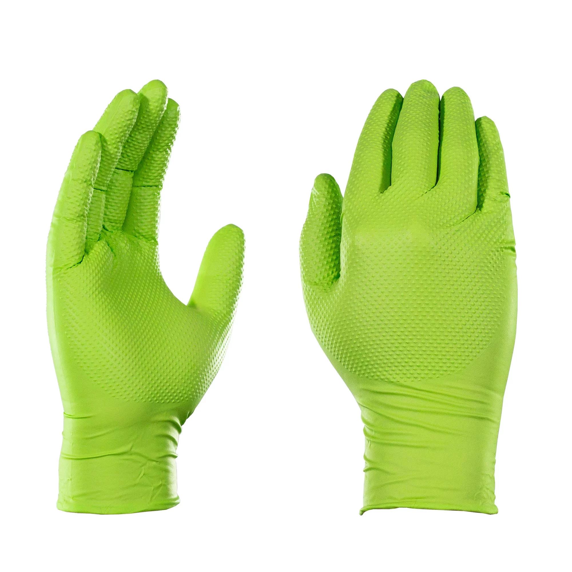 Gloveworks Hd Green Nitrile Industrial Disposable Gloves, 8 Mil, Latex-Free, Raised Diamond Texture, Large, Case Of 1000