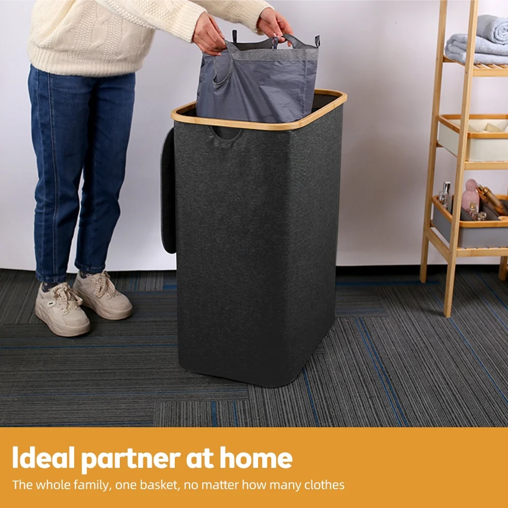 Laundry basket,Dividers Dirty Clothes 160l Laundry Hamper With Lid Collapsible Dirty Clothes With Bedroom/laundry Handles And Removable Lid Collapsible 3 And Removable Inner 3 Dividers Dirty