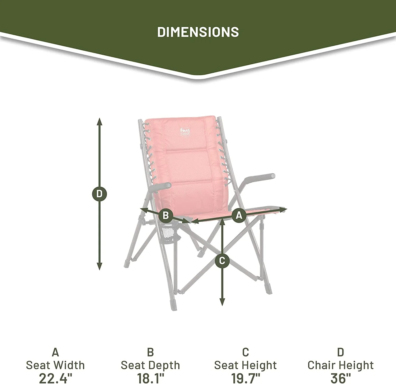 YANRUI Heavy Duty Collapsible Padded Armrests Cup Holder Foldable Outdoor Lounge Chairs for Beach, Fishing, Lawn, 22.24