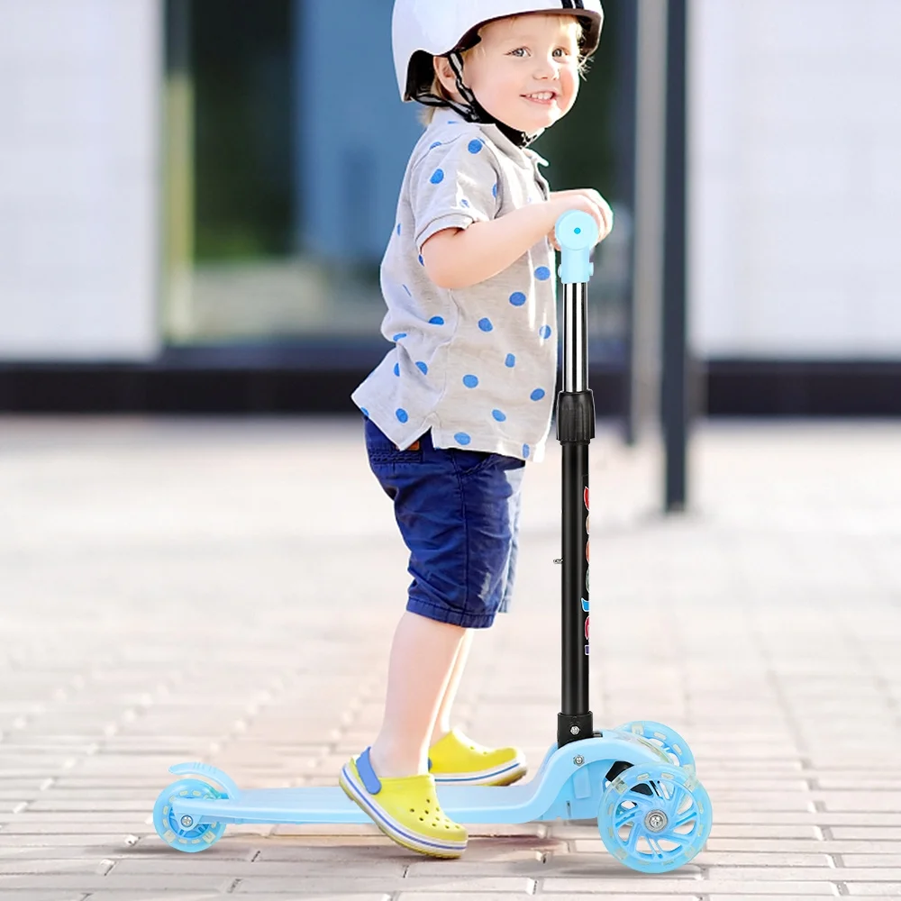 Kick Scooter for Kids, Wheel with Brake, Adjustable Height Handlebar, Foldable, Lightweight, Aged 3-12, Wide Standing Board, and Up to 110lbs