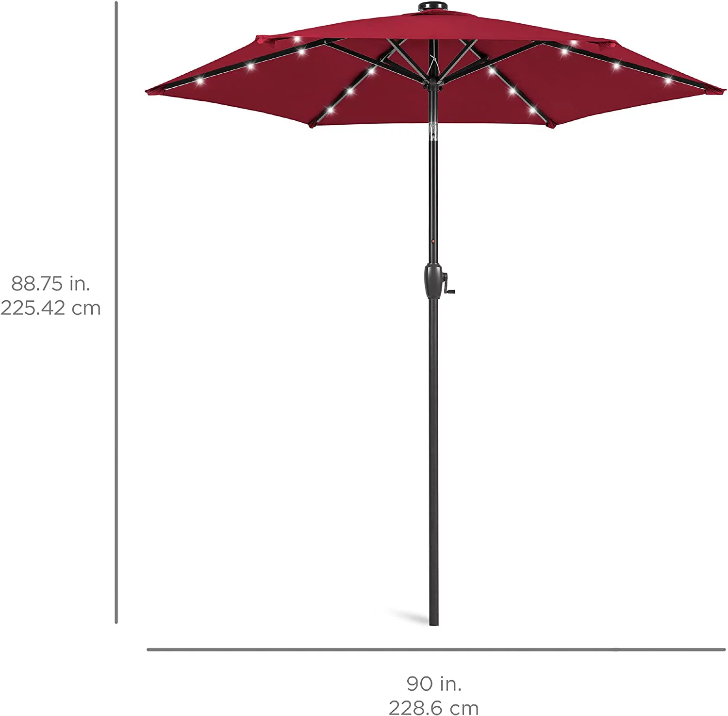 10ft Solar LED Offset Hanging Patio Umbrella - Tilt Adjustment, 8 Ribs, Burgundy