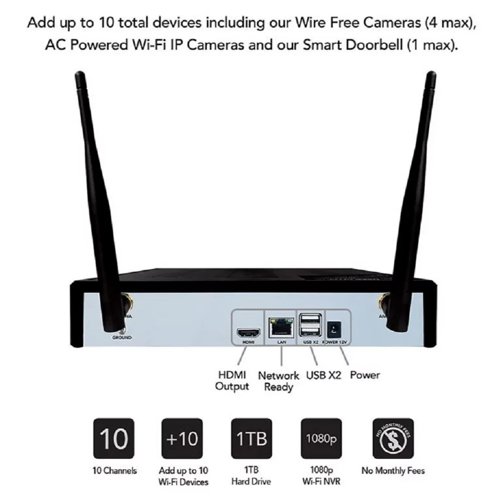 Night Owl 10-Channel 3-Camera 1080p Smart Security System with 1TB HDD NVR and Wire Free Spotlight CL-BWNP2-32B1